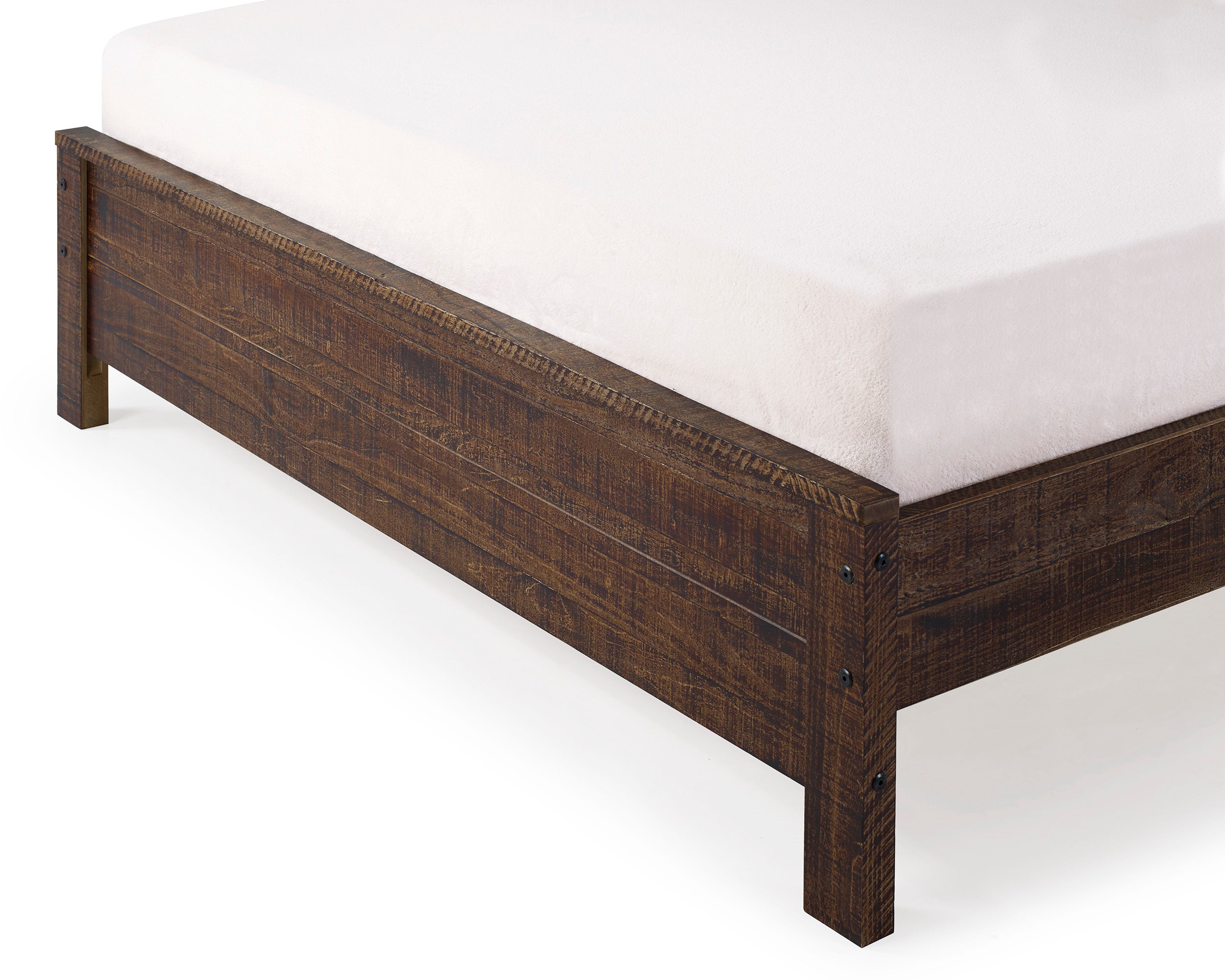 Yes4wood Albany Solid Wood Espresso Bed, Modern Rustic Wooden Full Size Bed Frames Box Spring Needed