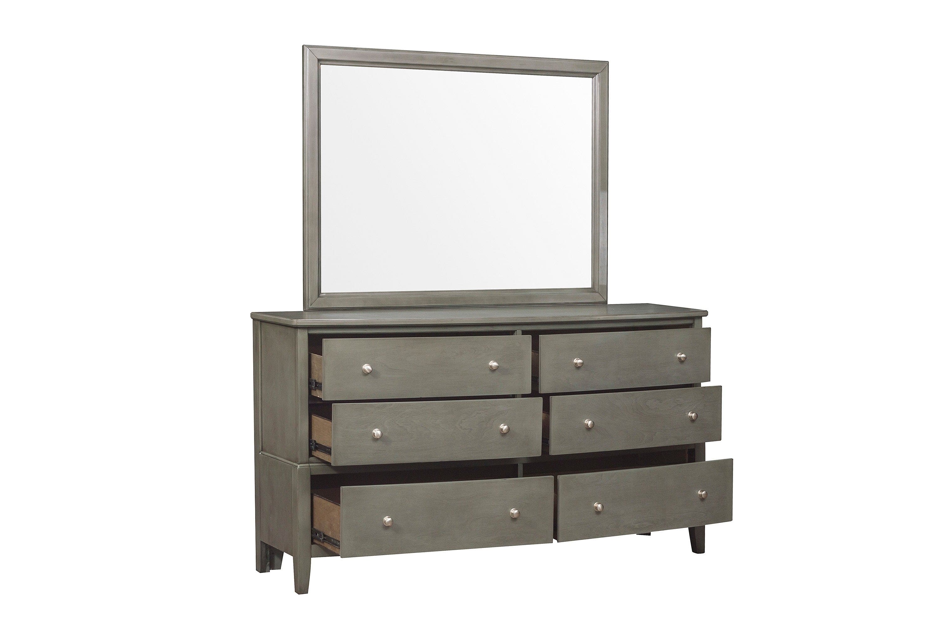 Transitional Style Gray Finish 1pc Desser Storage Drawers Ball Bearing Glides Wooden Furniture