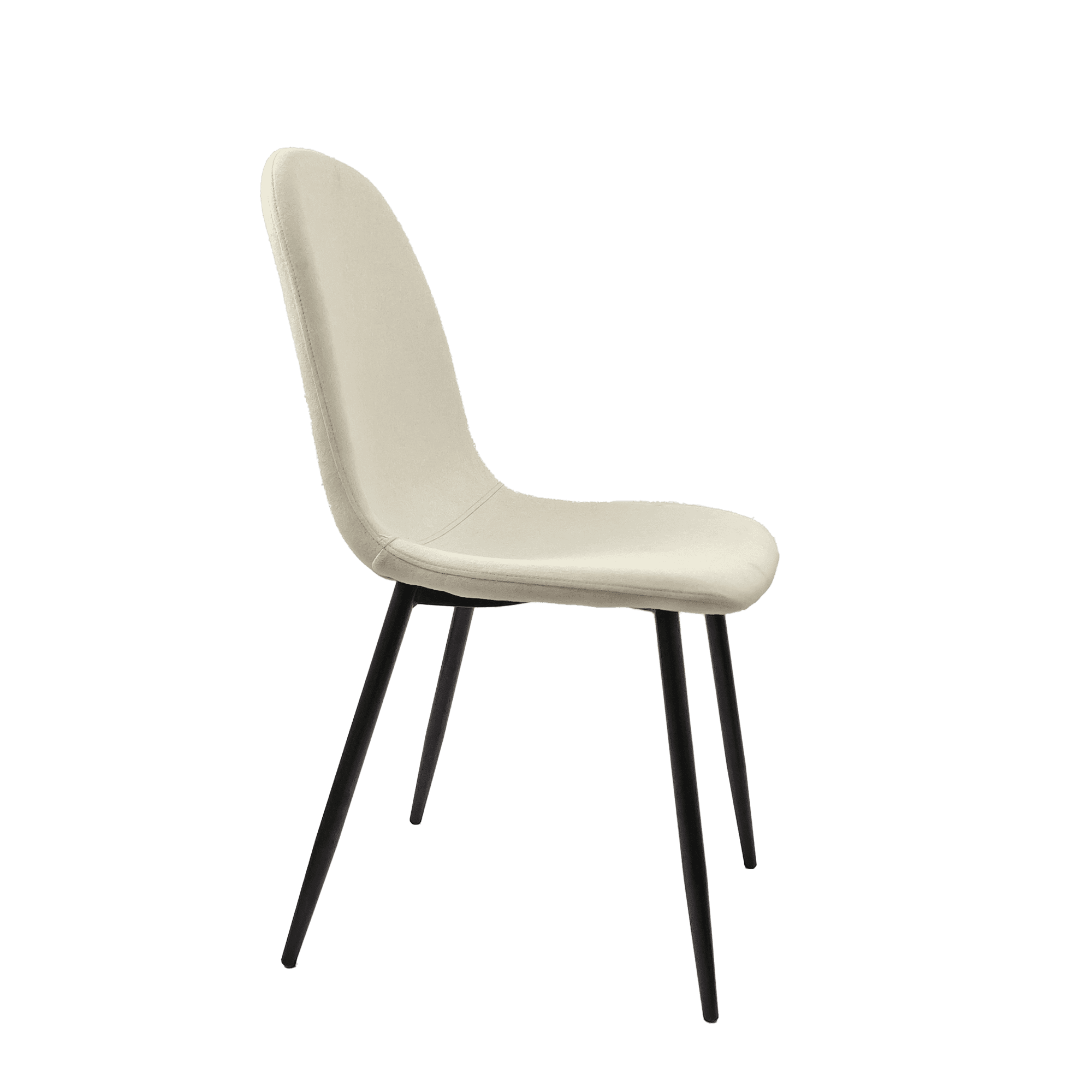 Dining Chairs Set of 4, Modern Accent Chairs with Linen Fabric Upholstered Seat, Spoon Shape Kitchen Chair with Black Metal Legs Dining Side Chairs for Dining Room Kitchen (Beige)