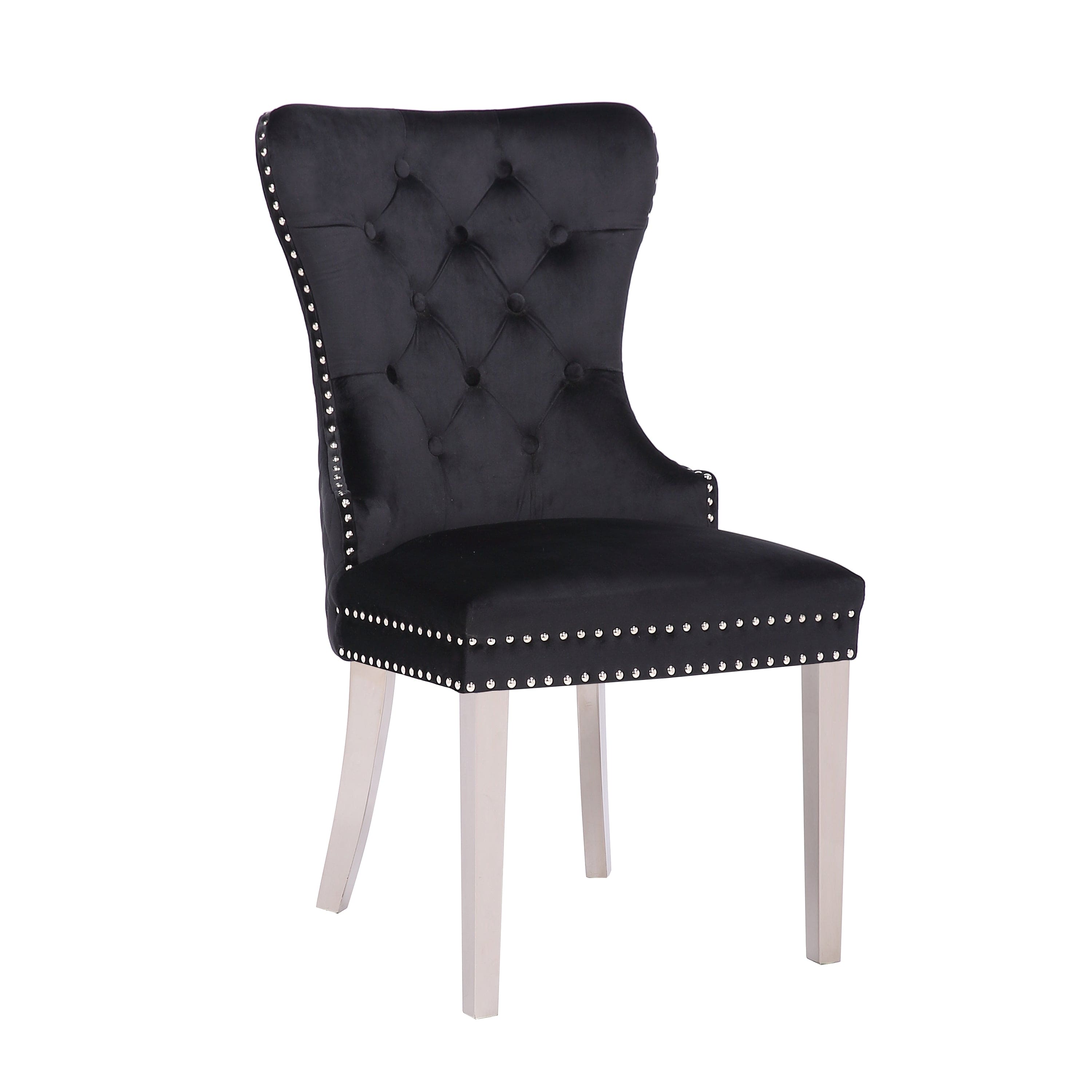 Simba Stainless Steel 2 Piece Chair Finish with Velvet Fabric in Black