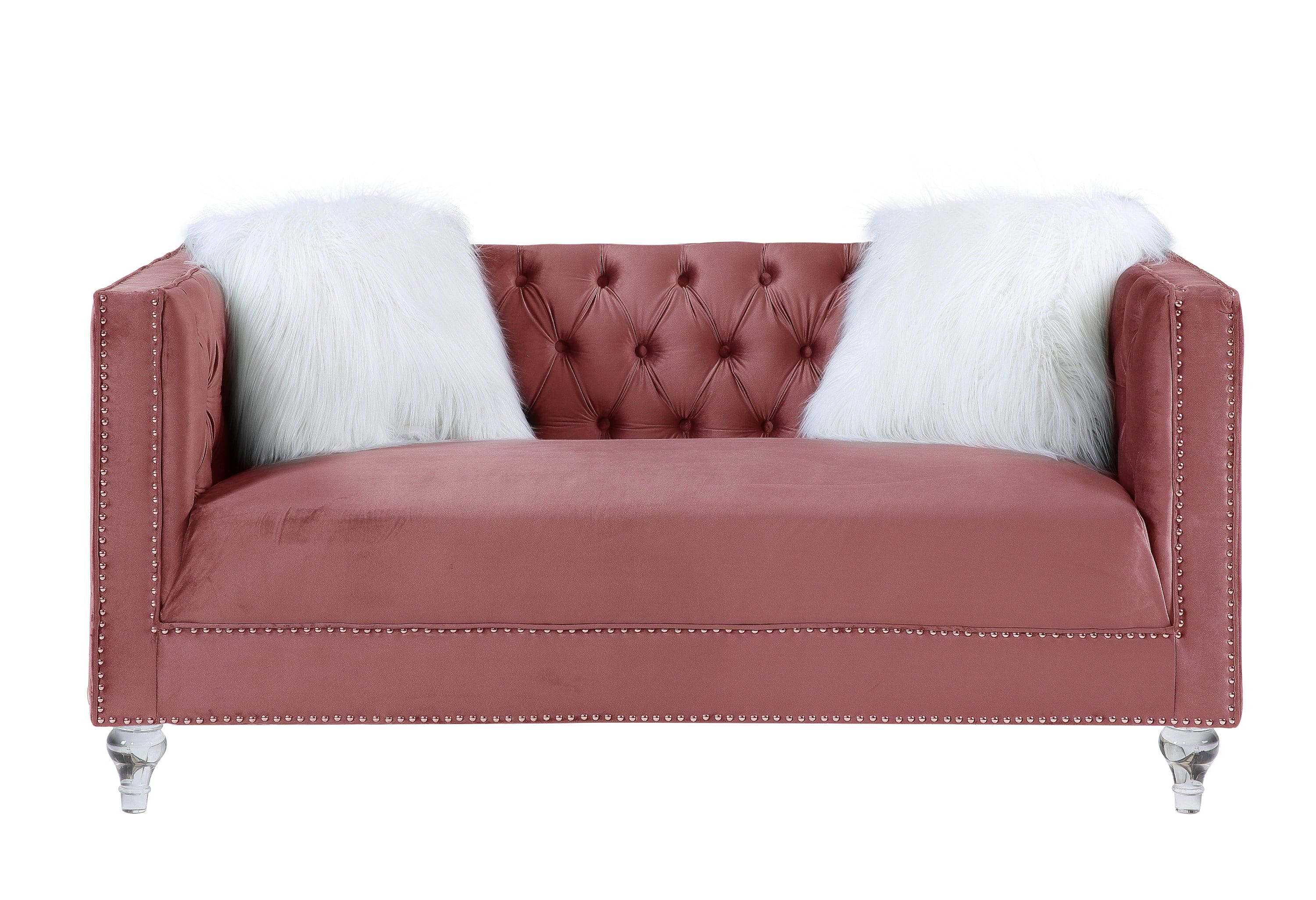 ACME HeiberoII Loveseat w/2 pillows in Pink Velvet LV00328