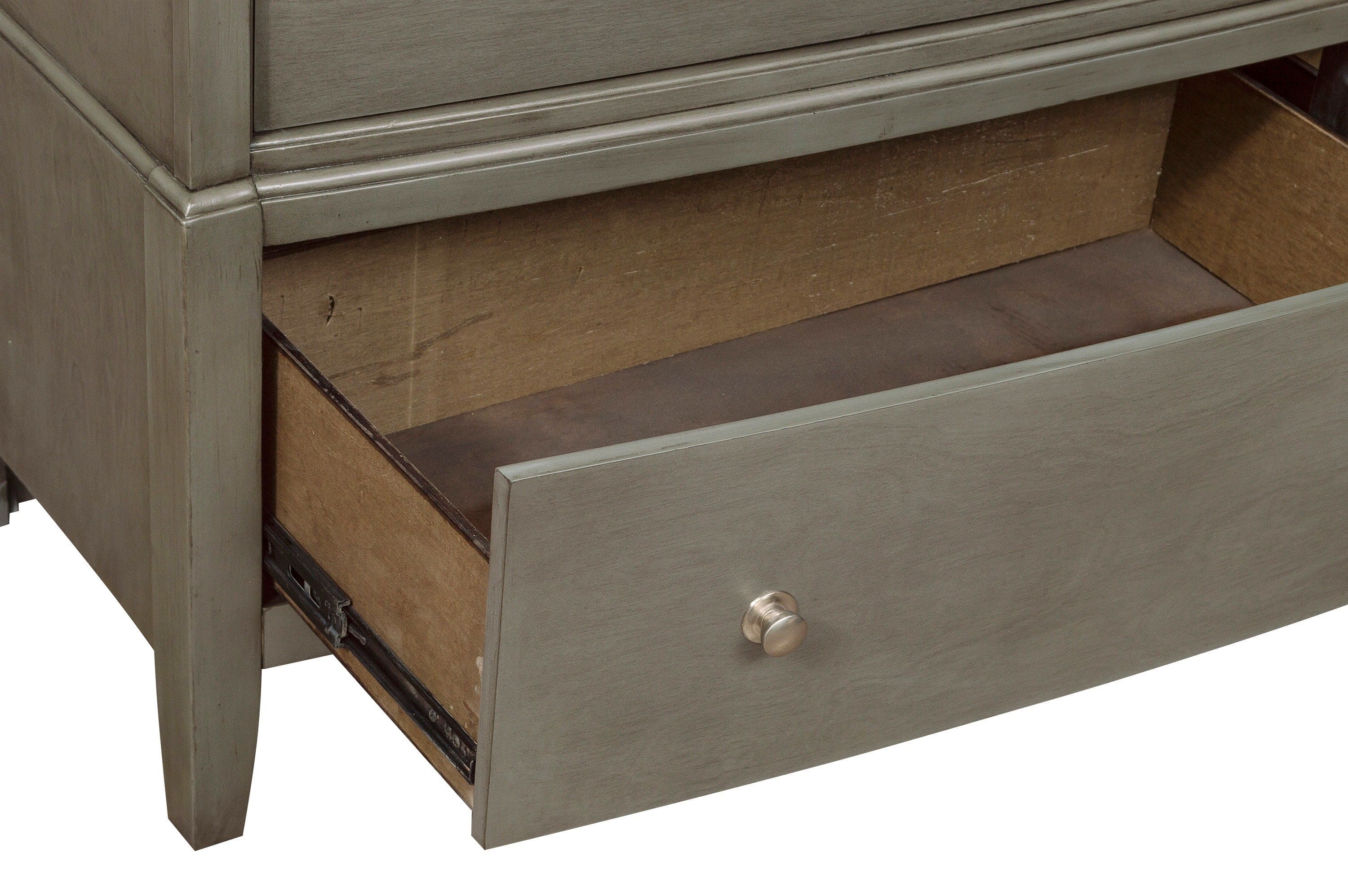 Transitional Style Gray Finish 1pc Desser Storage Drawers Ball Bearing Glides Wooden Furniture