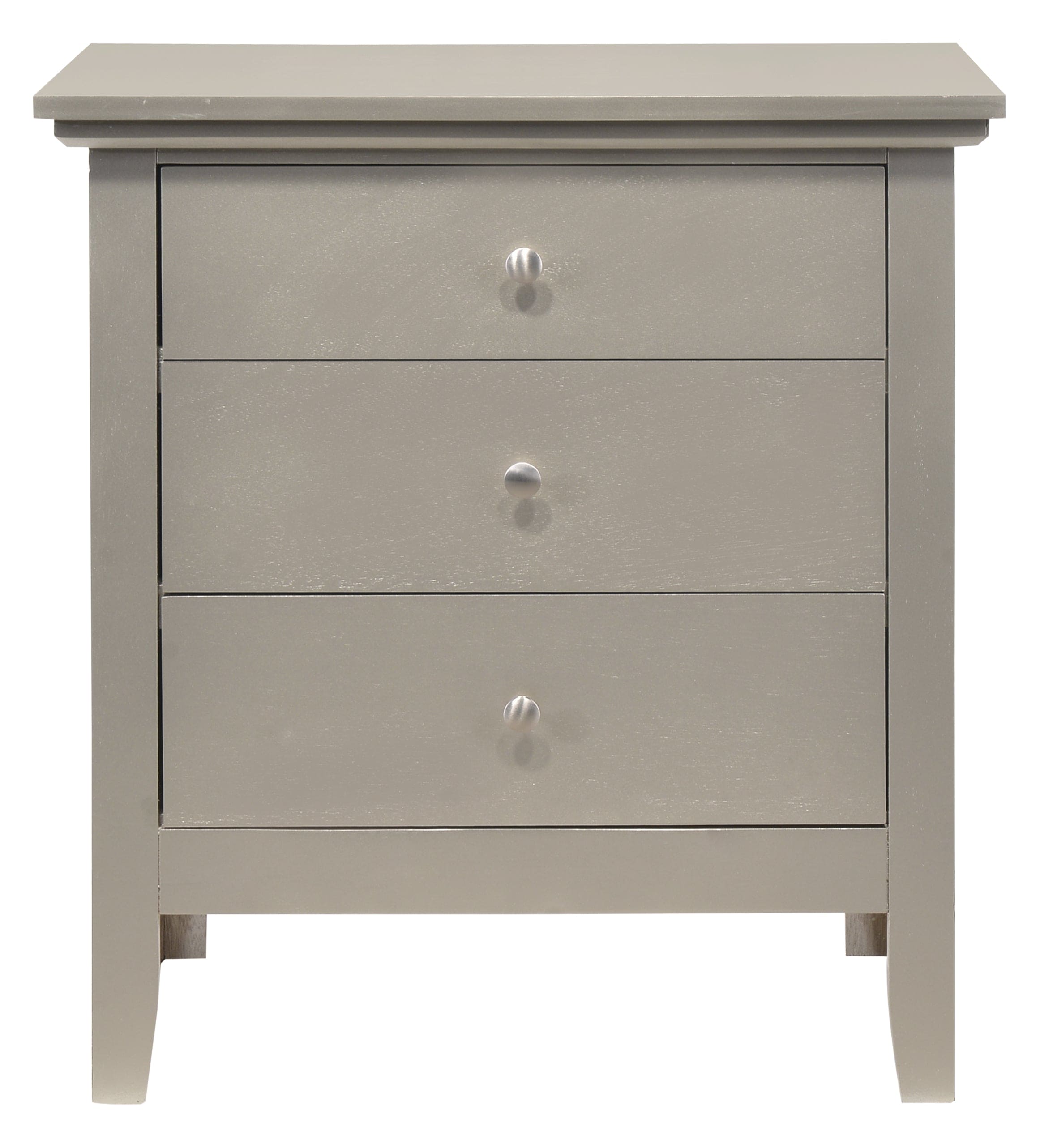 Glory Furniture Hammond G5403-N 3 Drawer Nightstand , Silver Champagne