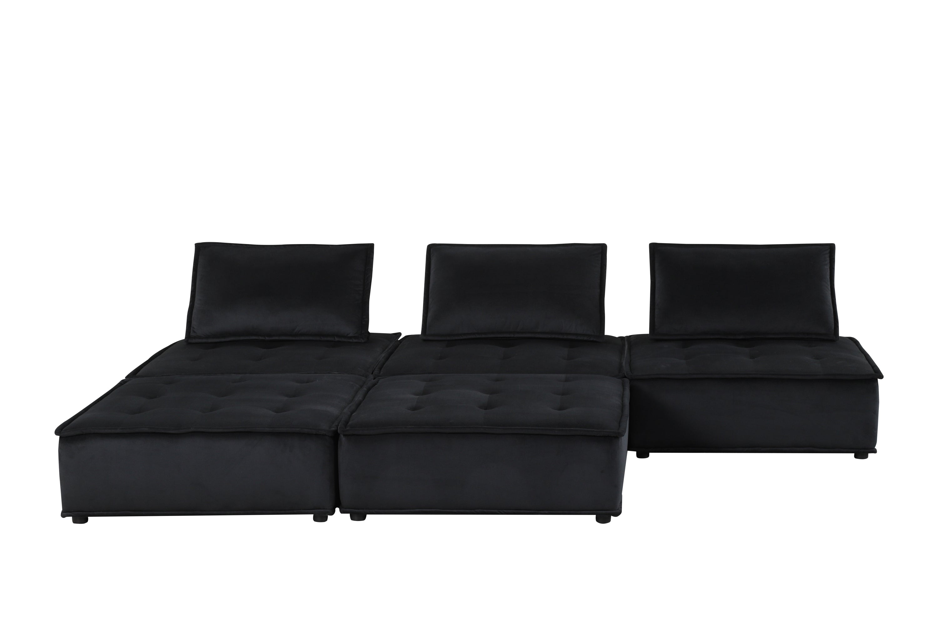 Anna Black Velvet 5 Pc Sectional Sofa