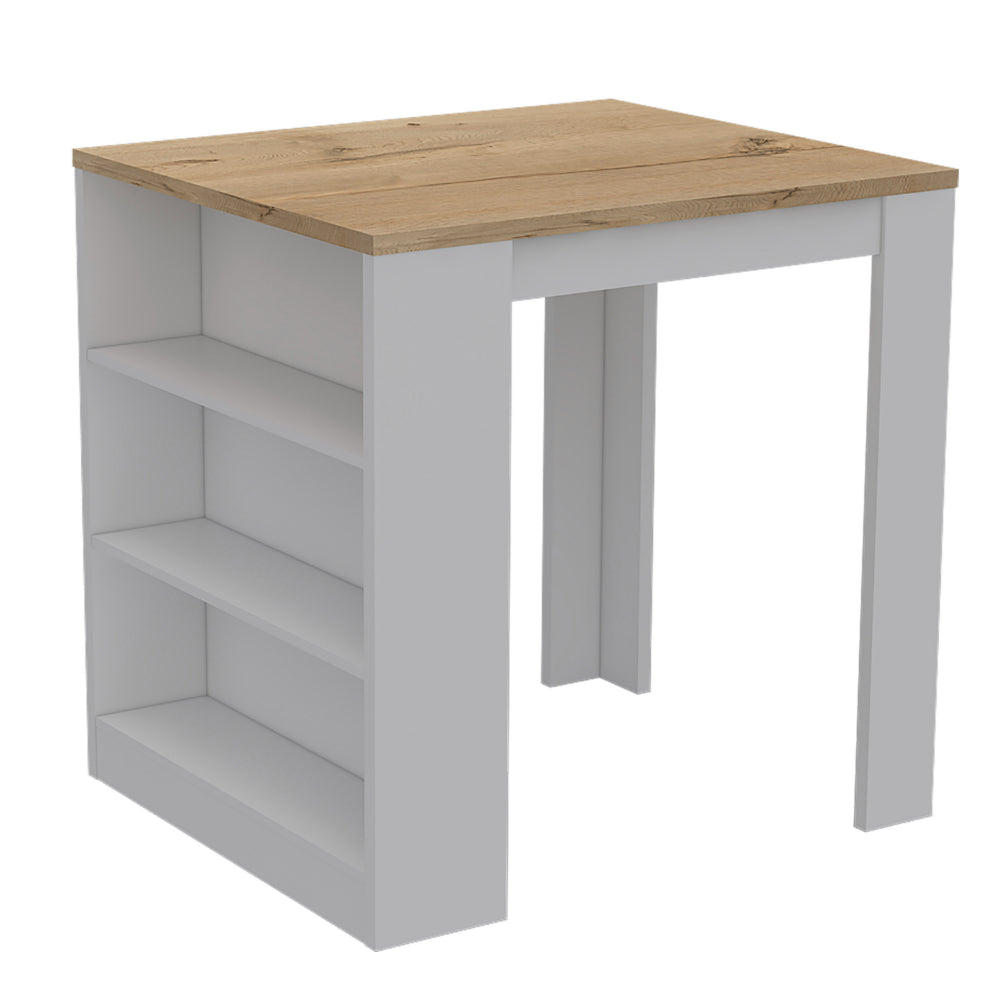 Elkins 3-Drawer Kitchen Island White and Pine