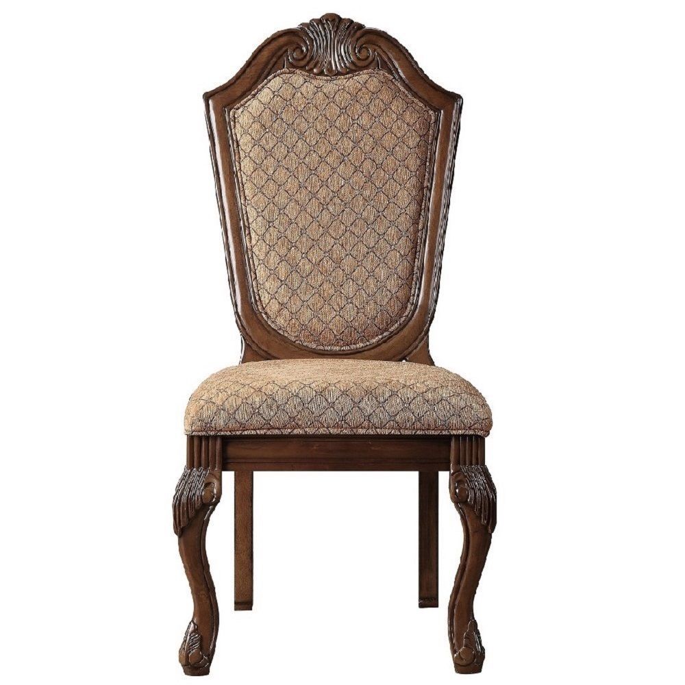 ACME Chateau De Ville Side Chair (Set-2) in Fabric & Cherry 04077A