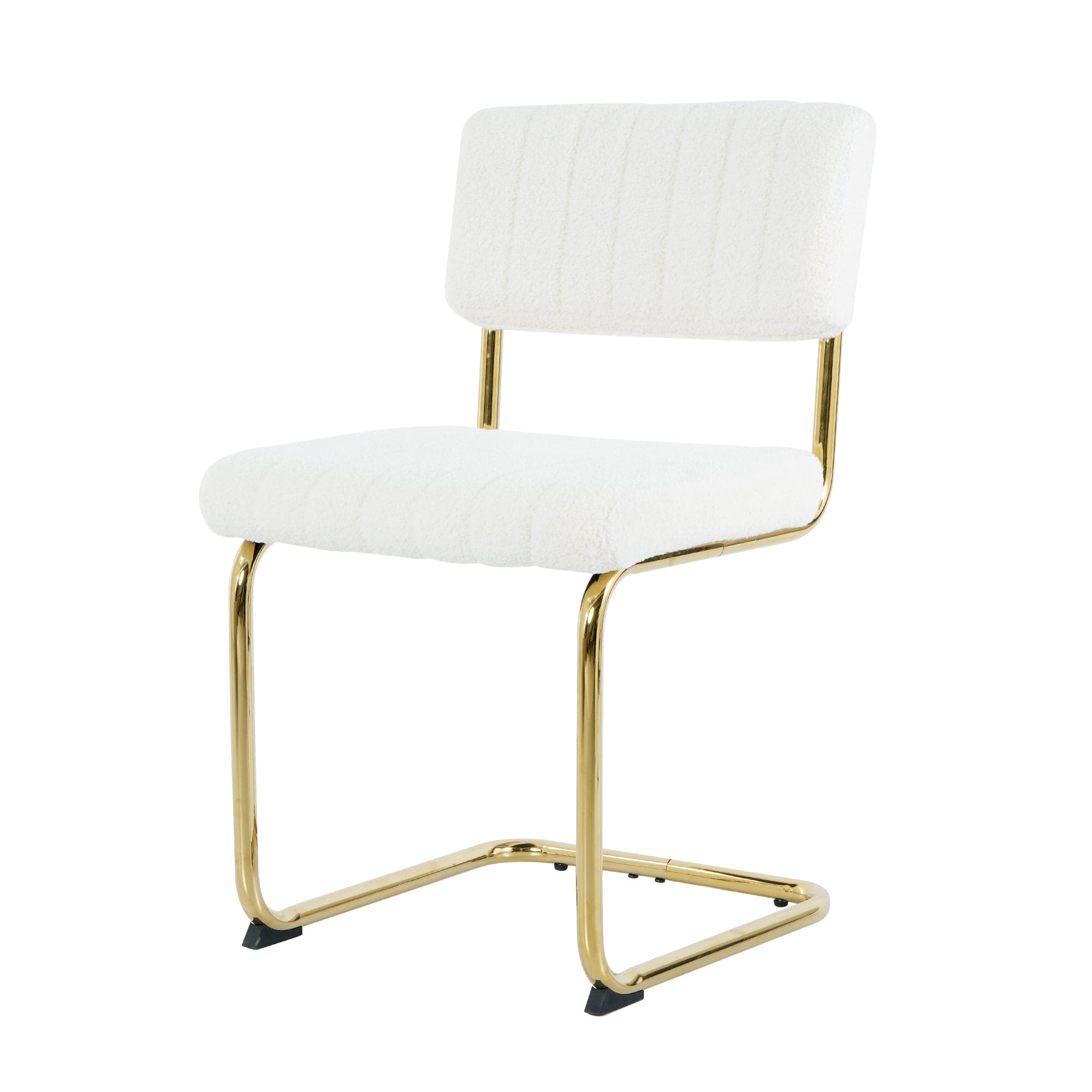 Modern simple light luxury dining White chair home bedroom stool back dressing chair student desk chair gold metal legs(set of 2)