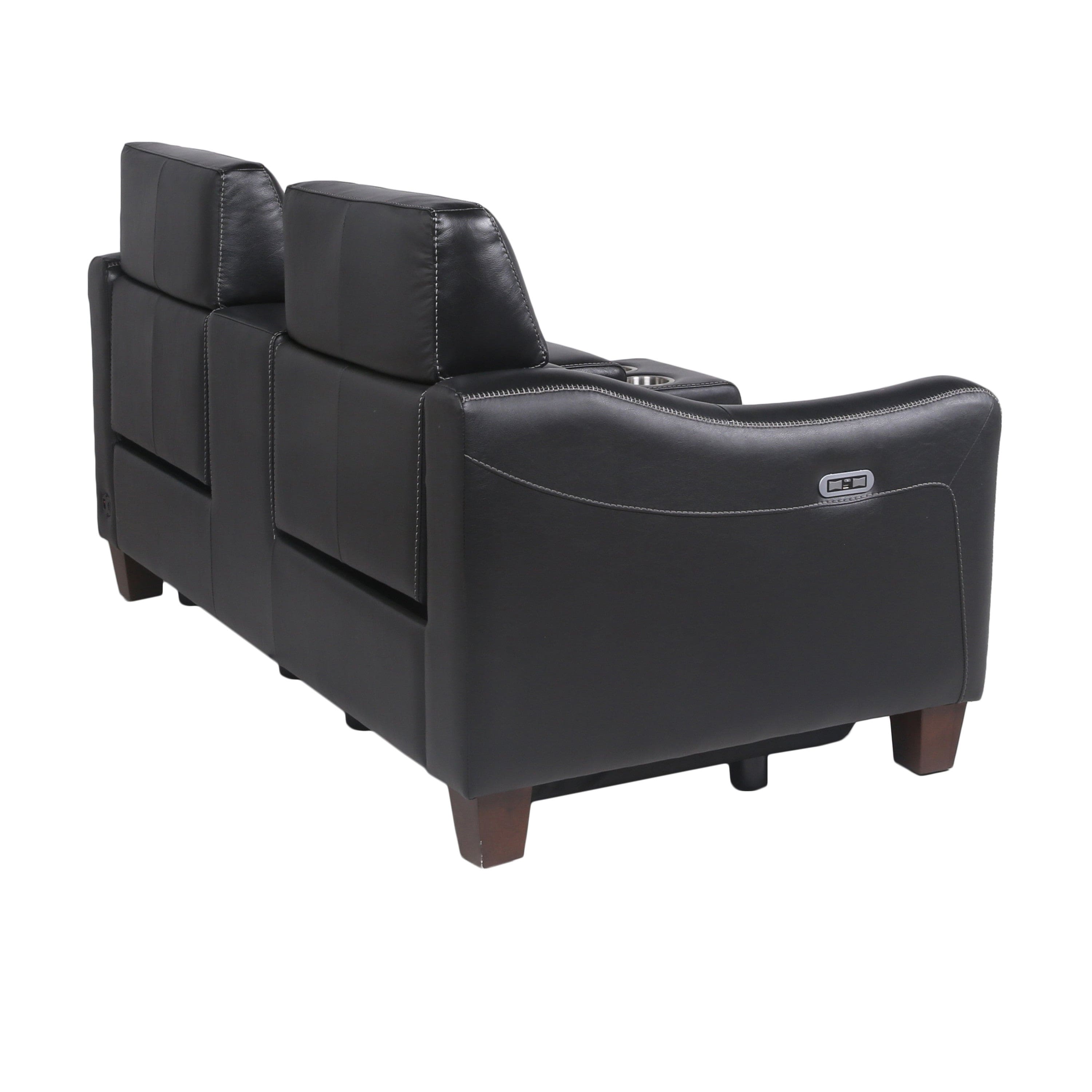 Transitional Dual-Power Leather Loveseat - Reclining Seats, Top Grain Leather, High-Leg Design - Compact and Comfortable