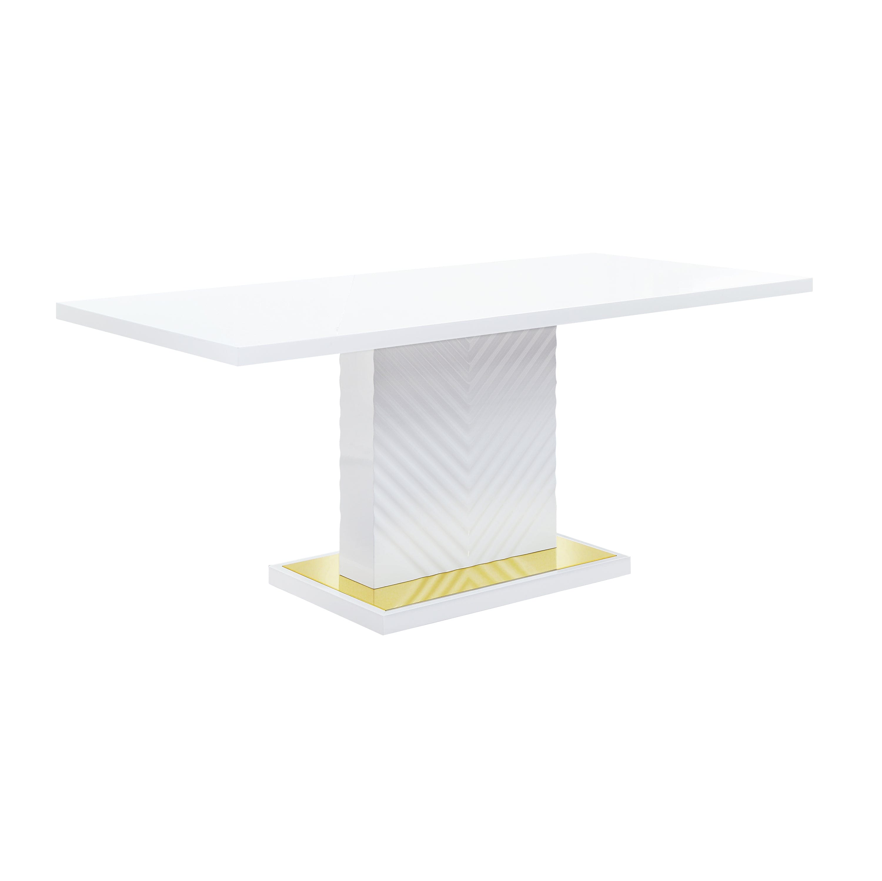 ACME Gaines Dining Table, White High Gloss Finish DN01258