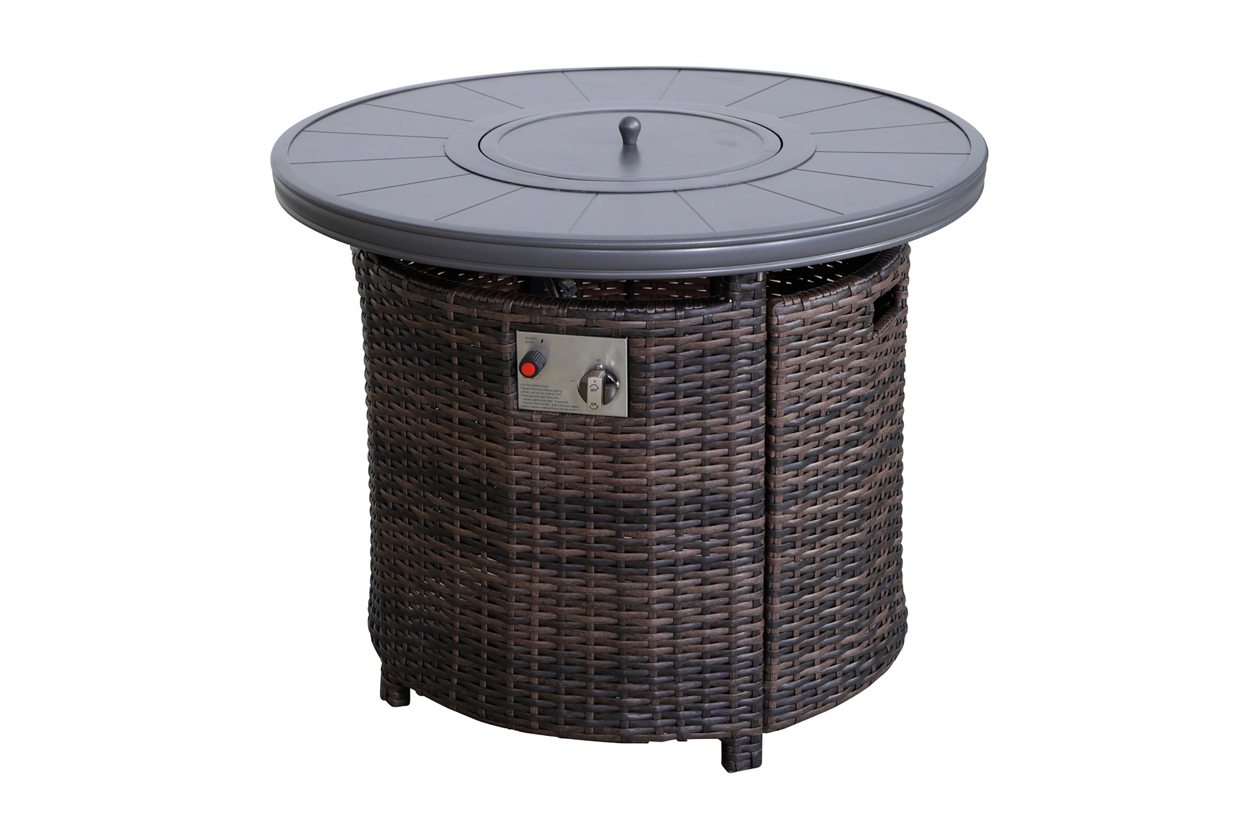 Living Source International 25" H x 32" W Aluminum Outdoor Fire Pit Table with Lid(Espresso)