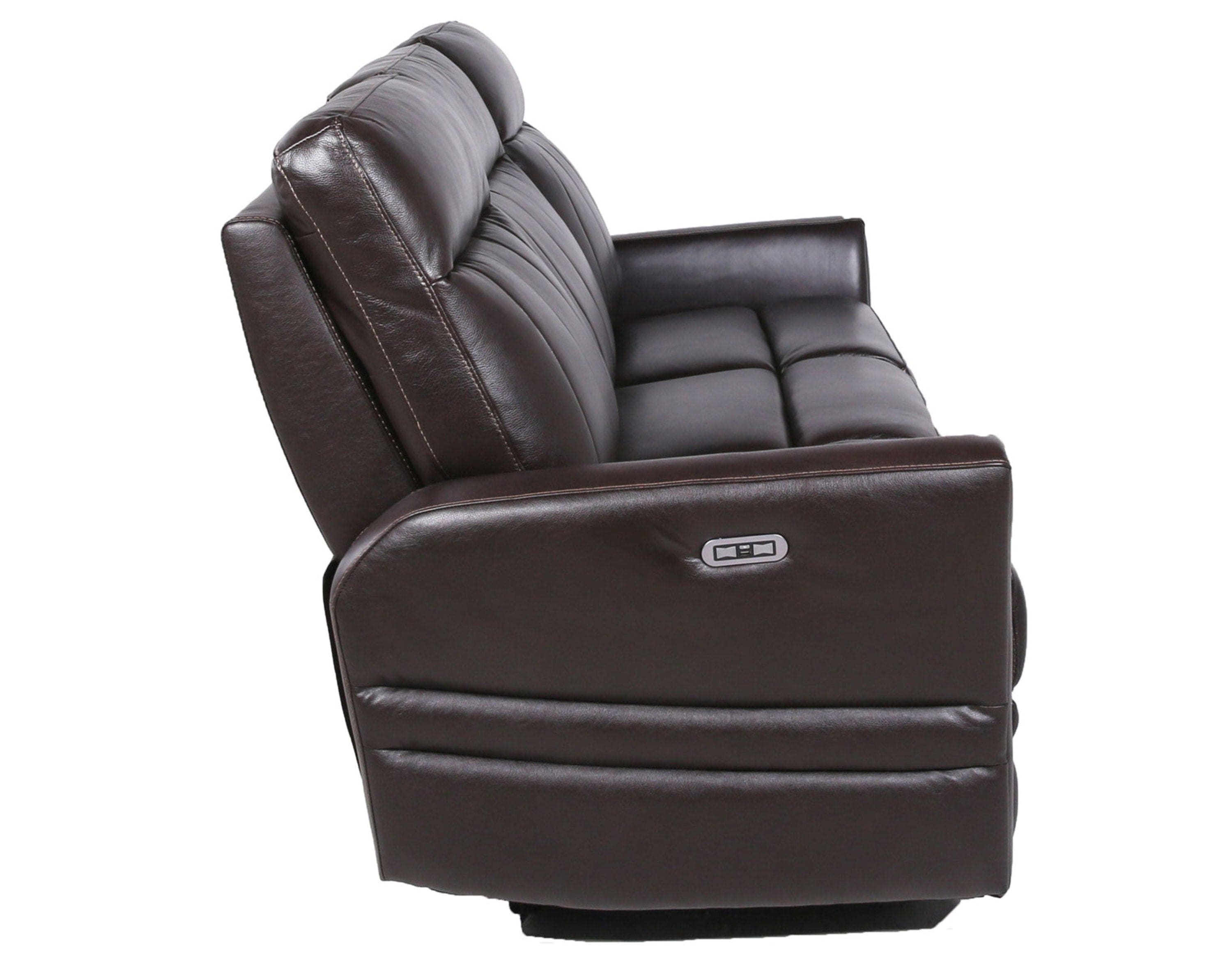 Luxury Power Reclining Sofa Recliner in Dark Brown Top-Grain Leather - Ultimate Comfort with Power Leg Rest and Articulating Headrest - Elegant and Relaxing Furniture for Living Room or Home Theater