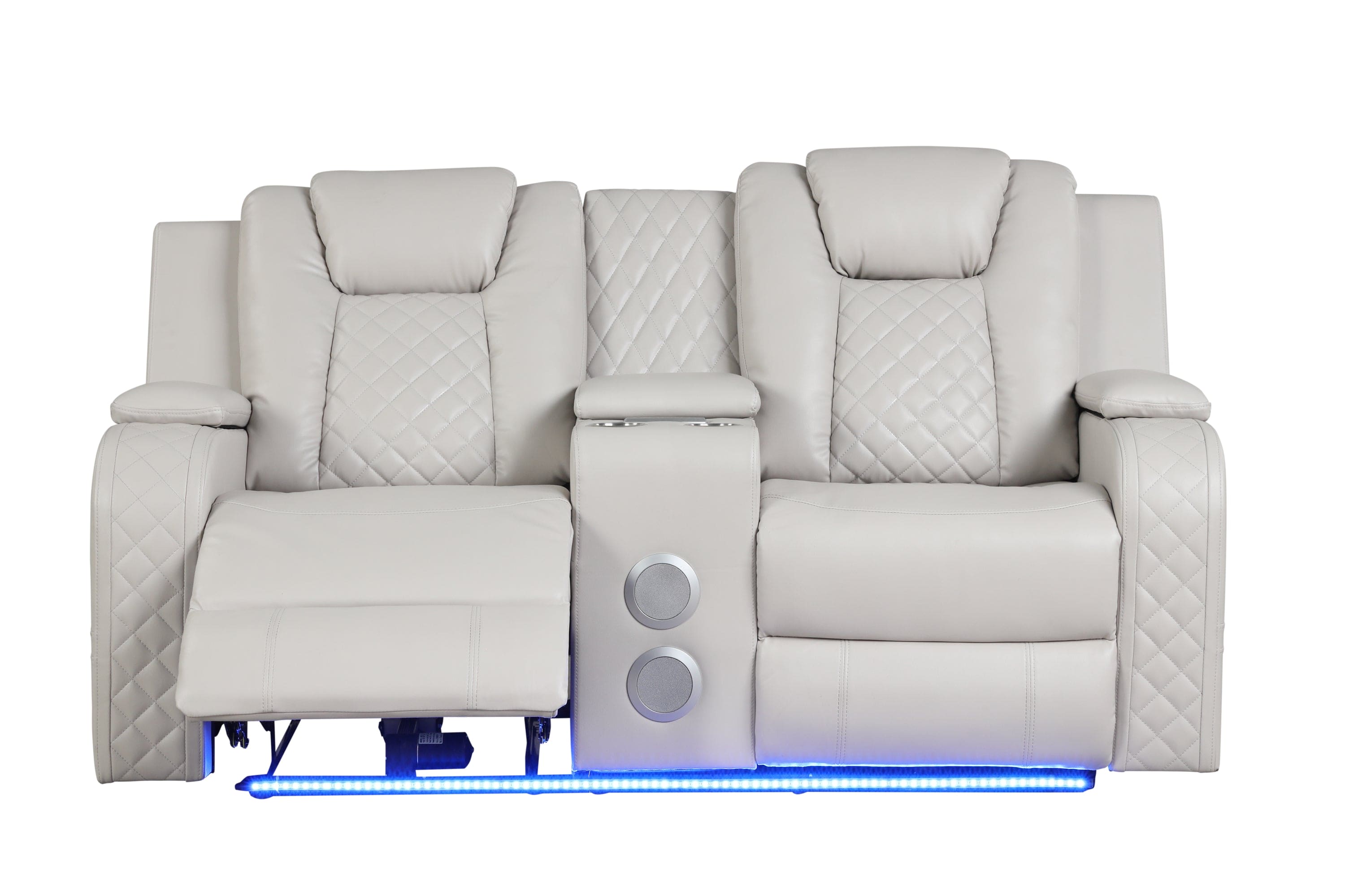 Benz LED & Power Reclining Loveseat Made With Faux Leather in Ice