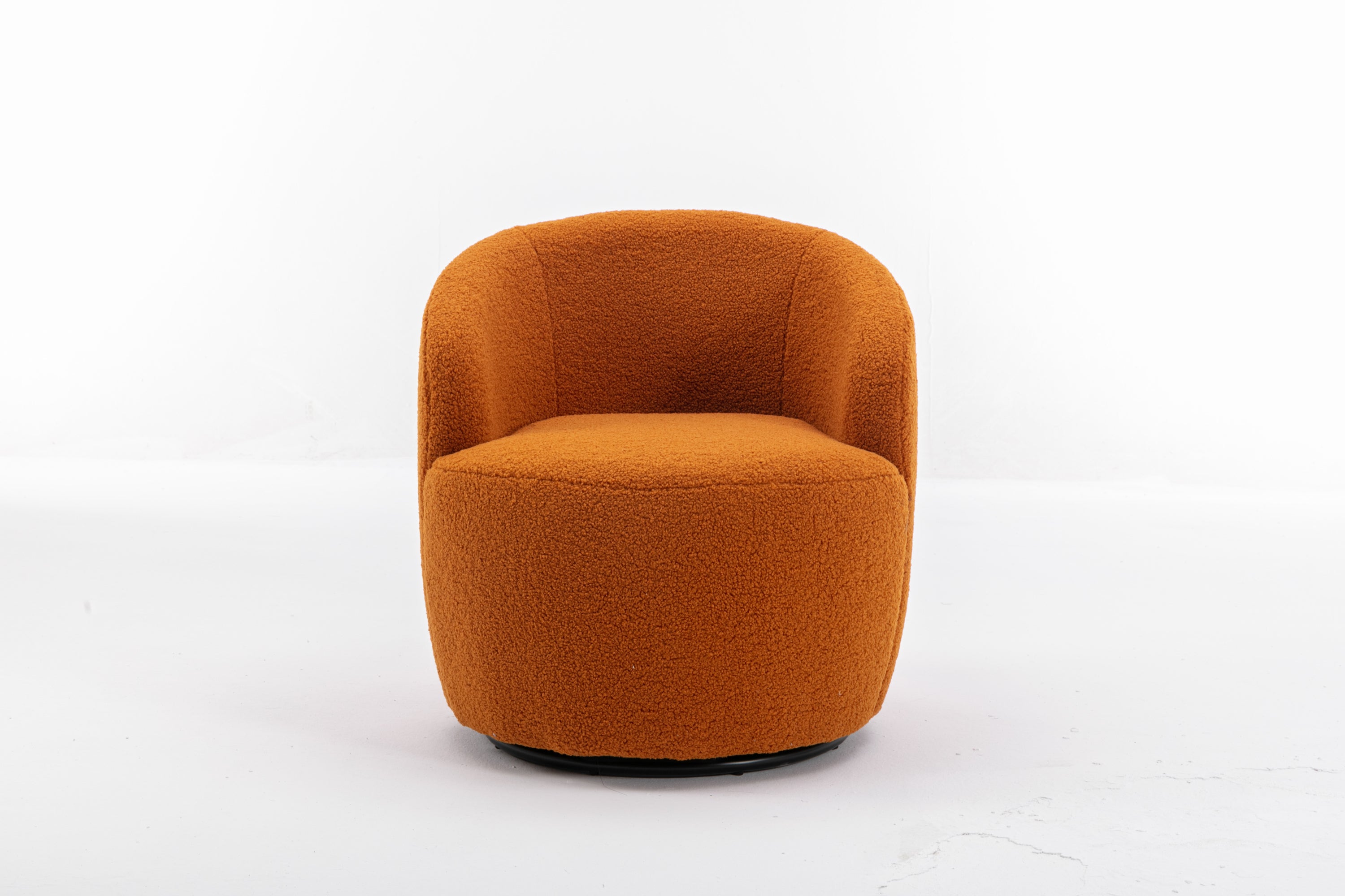 Teddy Fabric Swivel Accent Armchair Barrel Chair With Black Powder Coating Metal Ring,Caramel