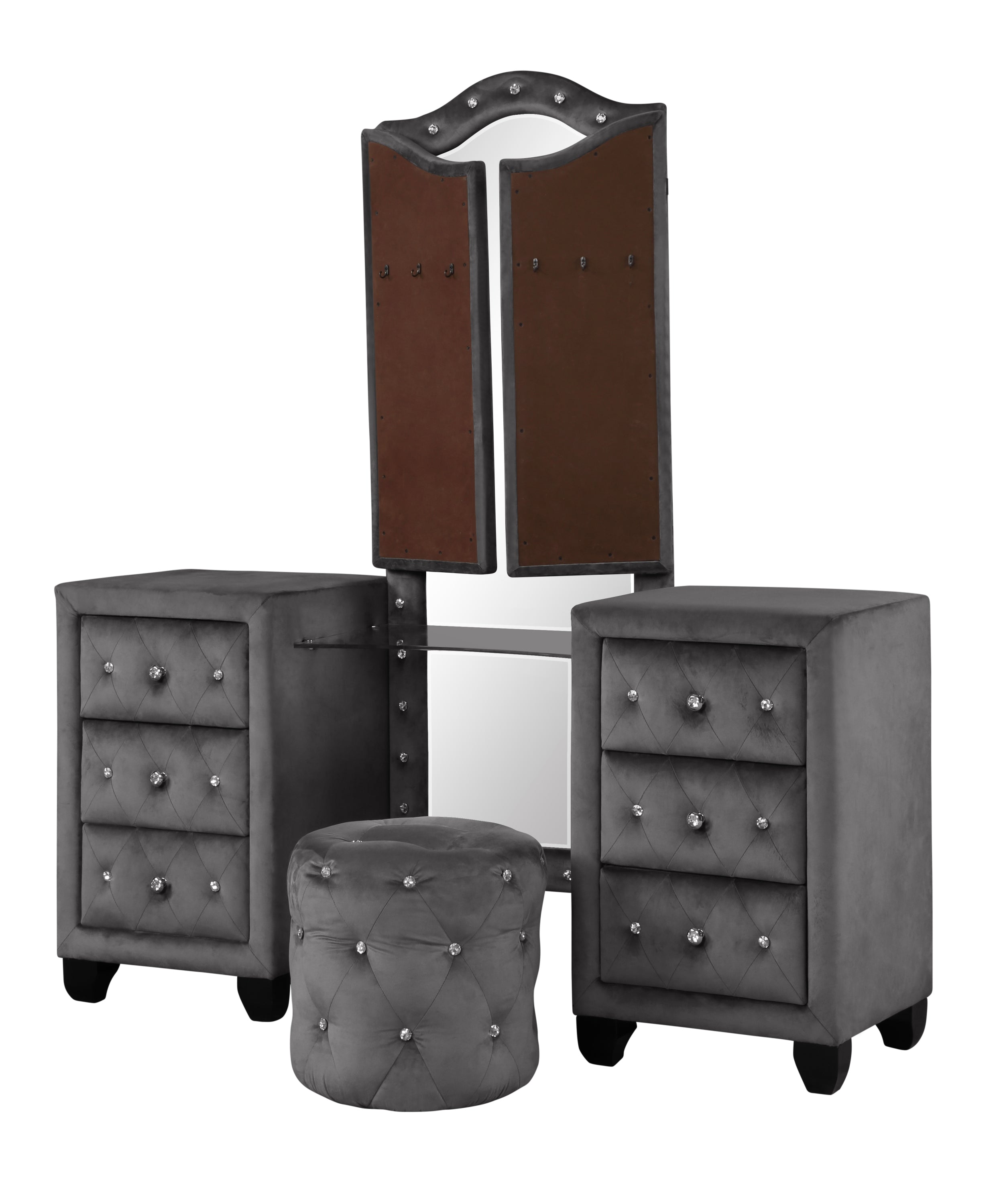 Sophia King Vanity 4 Piece Gray