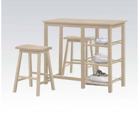 ACME Nyssa Counter Height Set (3Pc Pk) in Buttermilk 73052