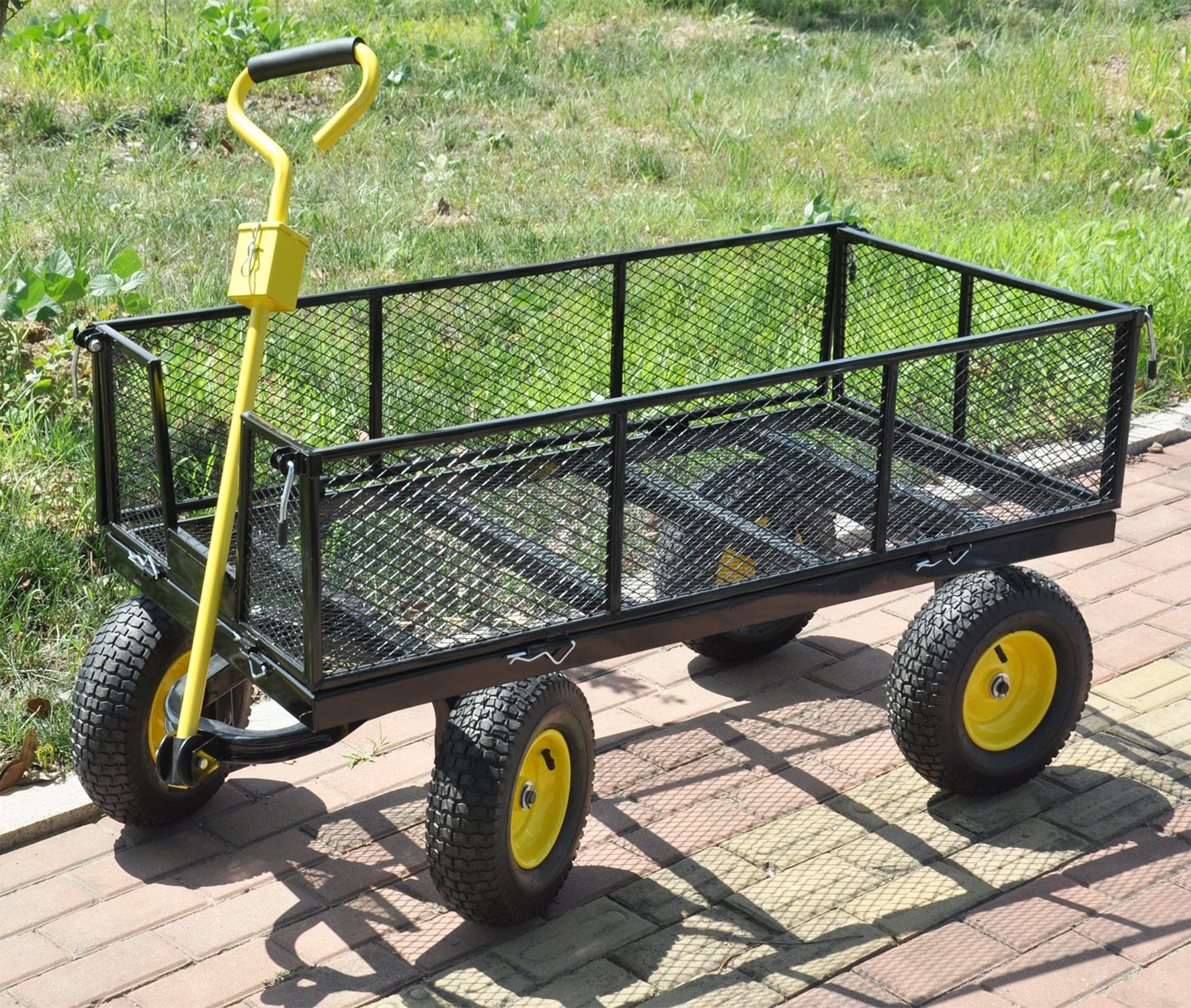 BIG  Wagon Cart Garden cart trucks make it easier to transport firewood Yellow+Black Maximum static load is 880 lbs.