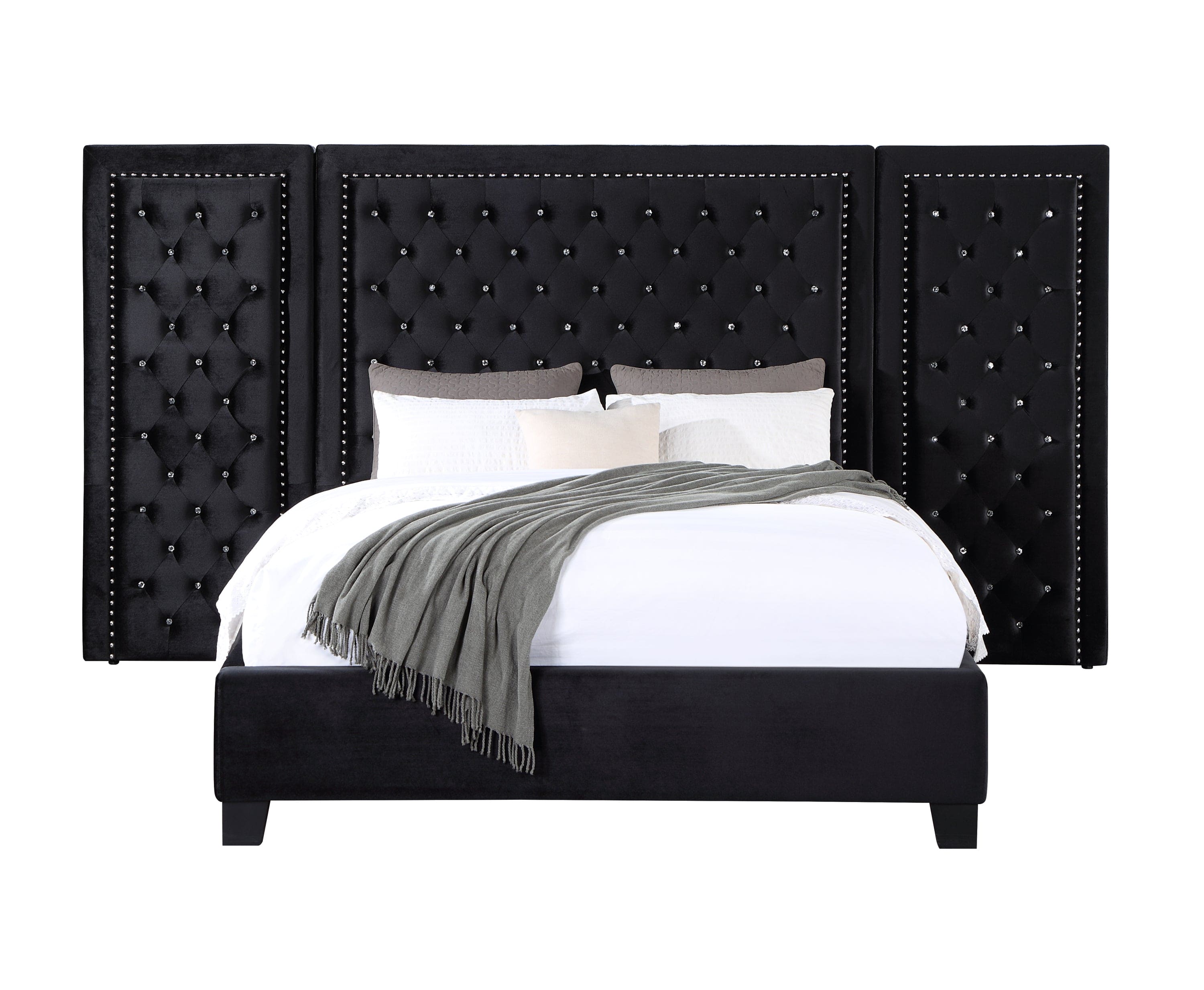 ACME Damazy Queen Bed, Black Velvet BD00975Q