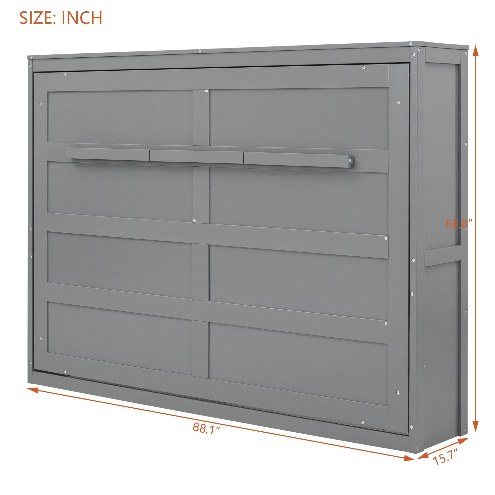 Queen Size Murphy Bed Wall Bed,Gray