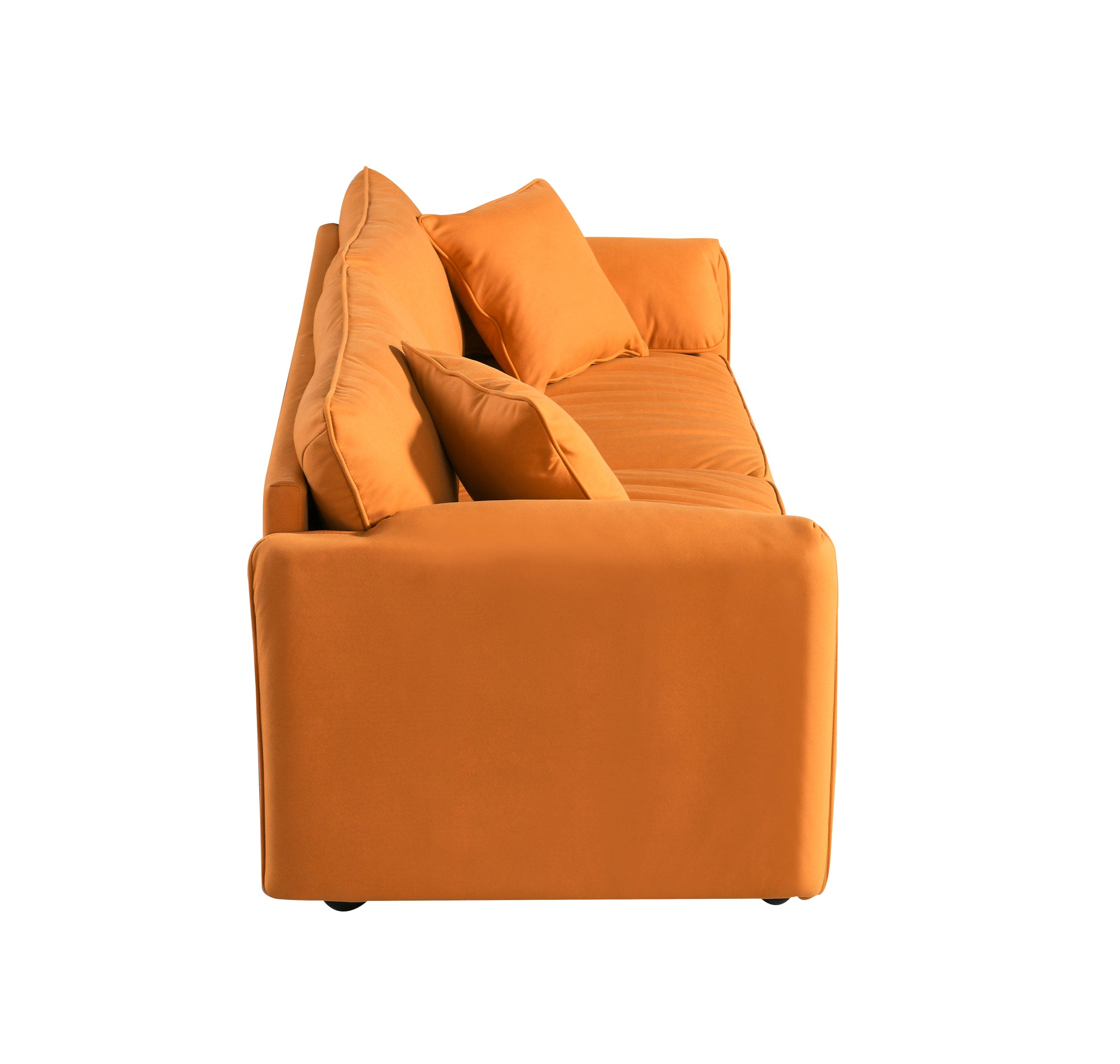 Modern Sofa loveseat, 75.6" Tech Cloth Sofa Couch, Large deep seat Sofa, loveseat with Hardwood Frame, mid-Century upholstered Sofa for Living Room, Bedroom, Apartment (Orange)-2