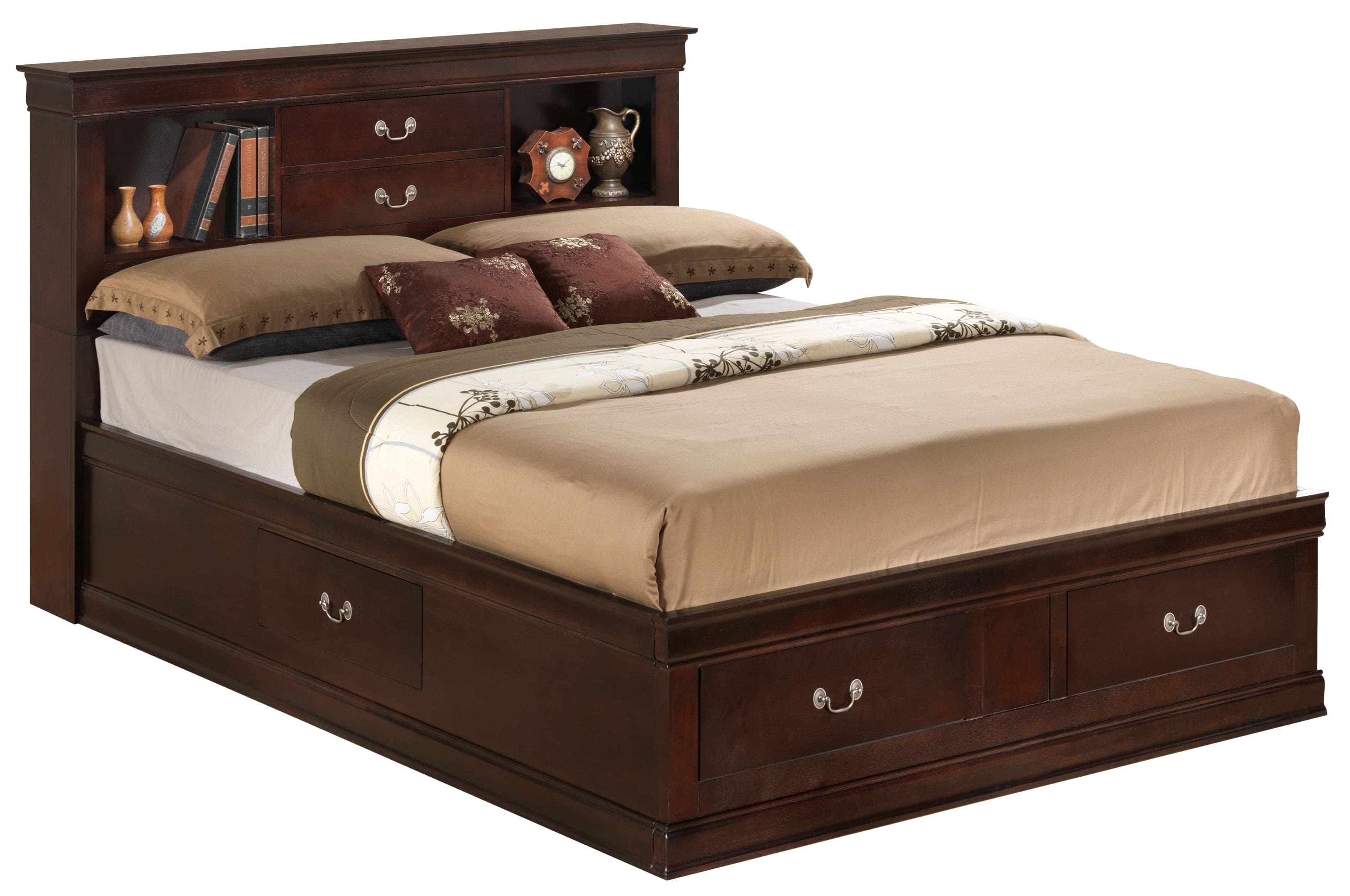 Glory Furniture Louis Phillipe G3125B-KSB King Storage Bed , Cappuccino