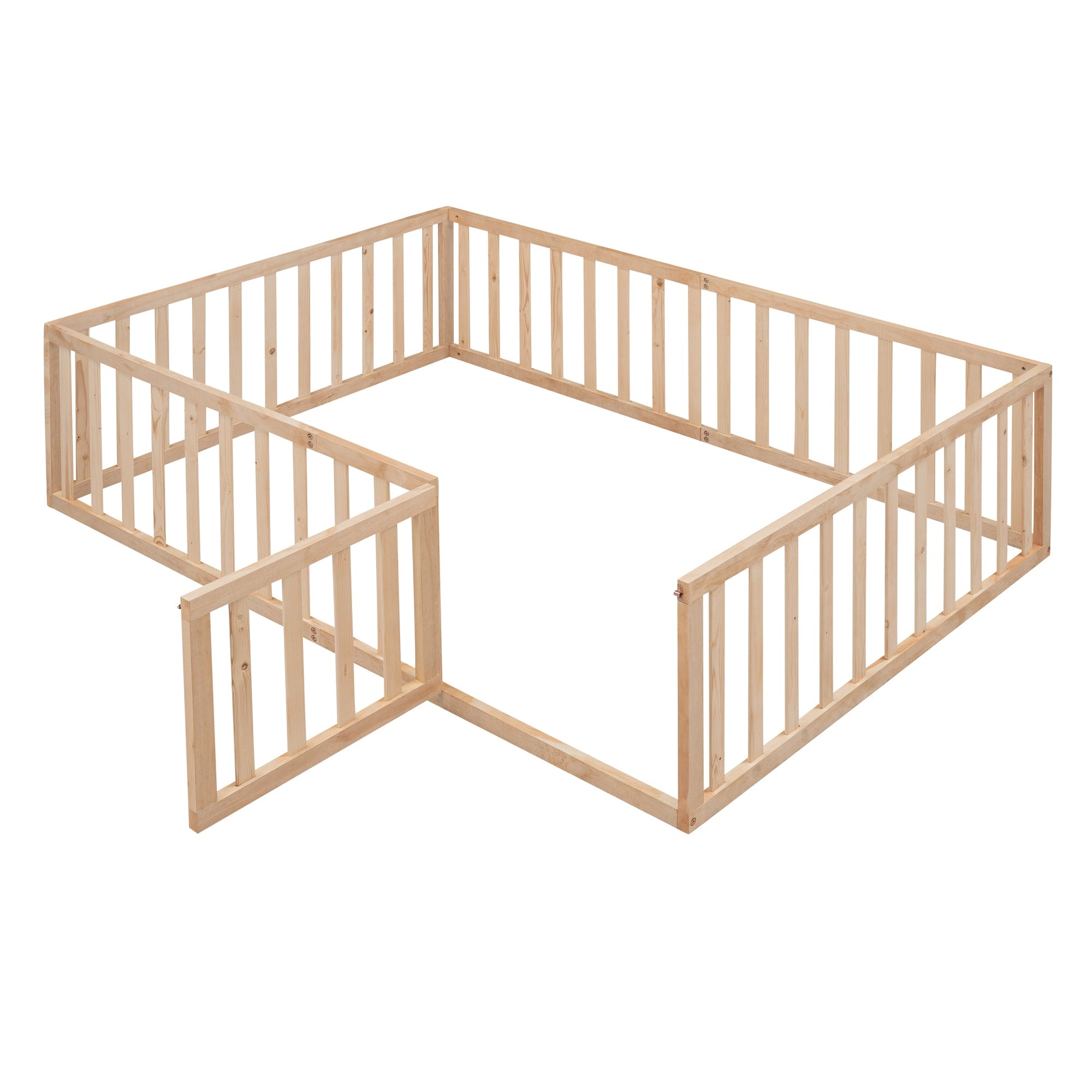 Full Size Wood Daybed Frame with Fence, Natural(OLD SKU:WF289662AAM)