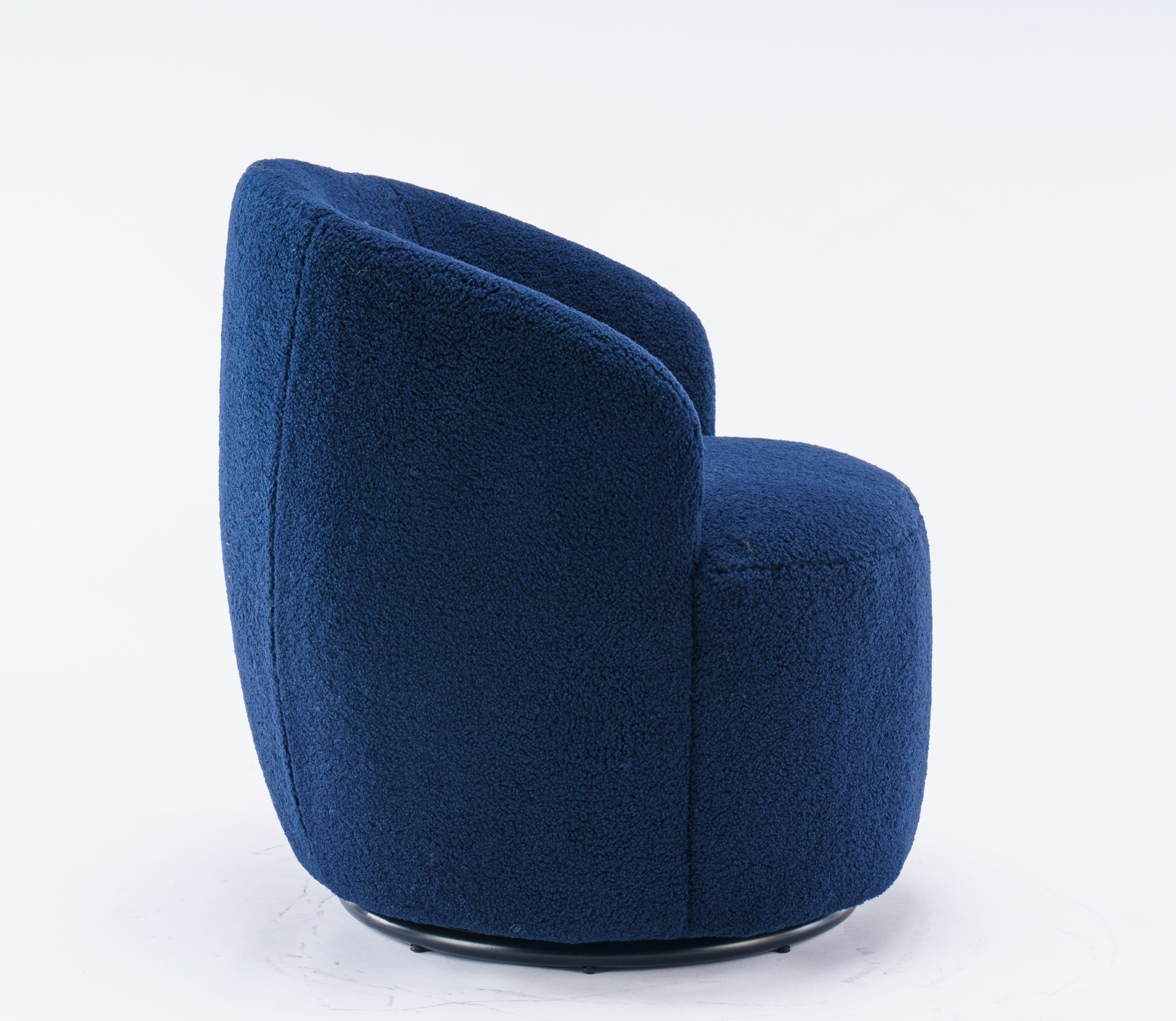 Teddy Fabric Swivel Accent Armchair Barrel Chair With Black Powder Coating Metal Ring,Dark Blue