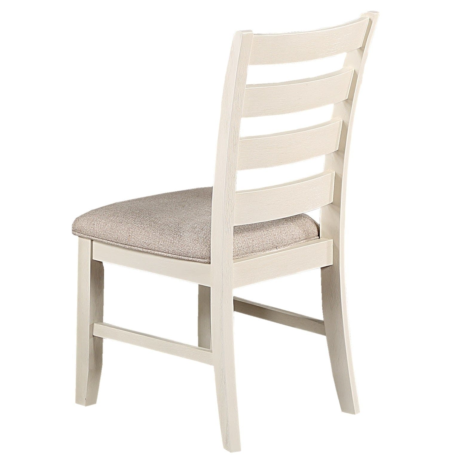 White Classic 2pcs Dining Chairs Set Rubberwood Beige Fabric Cushion Seats Ladder Backs Dining Room Furniture Side Chair