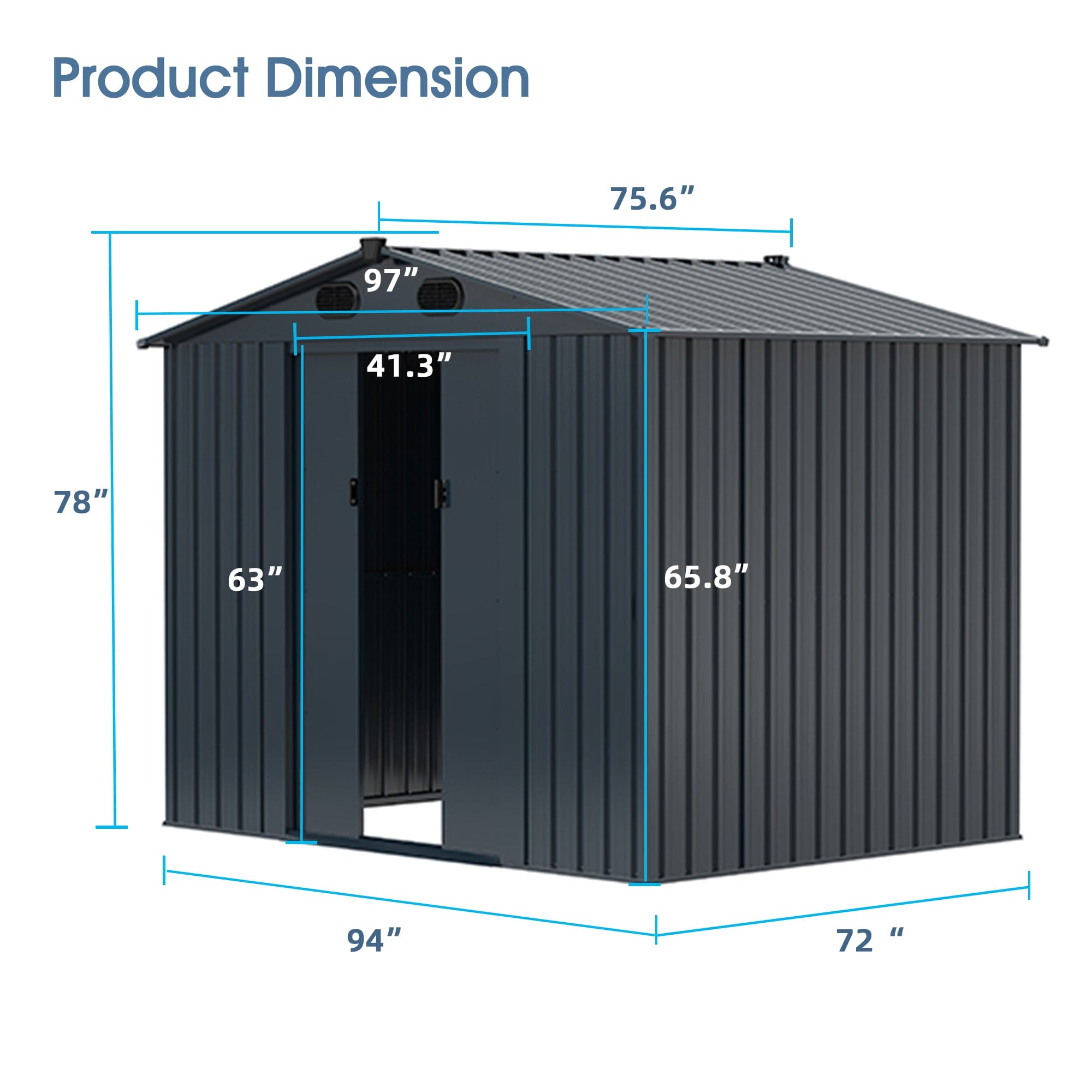 Chery Industrial Garden Metal Shed - Premium 6'x8'