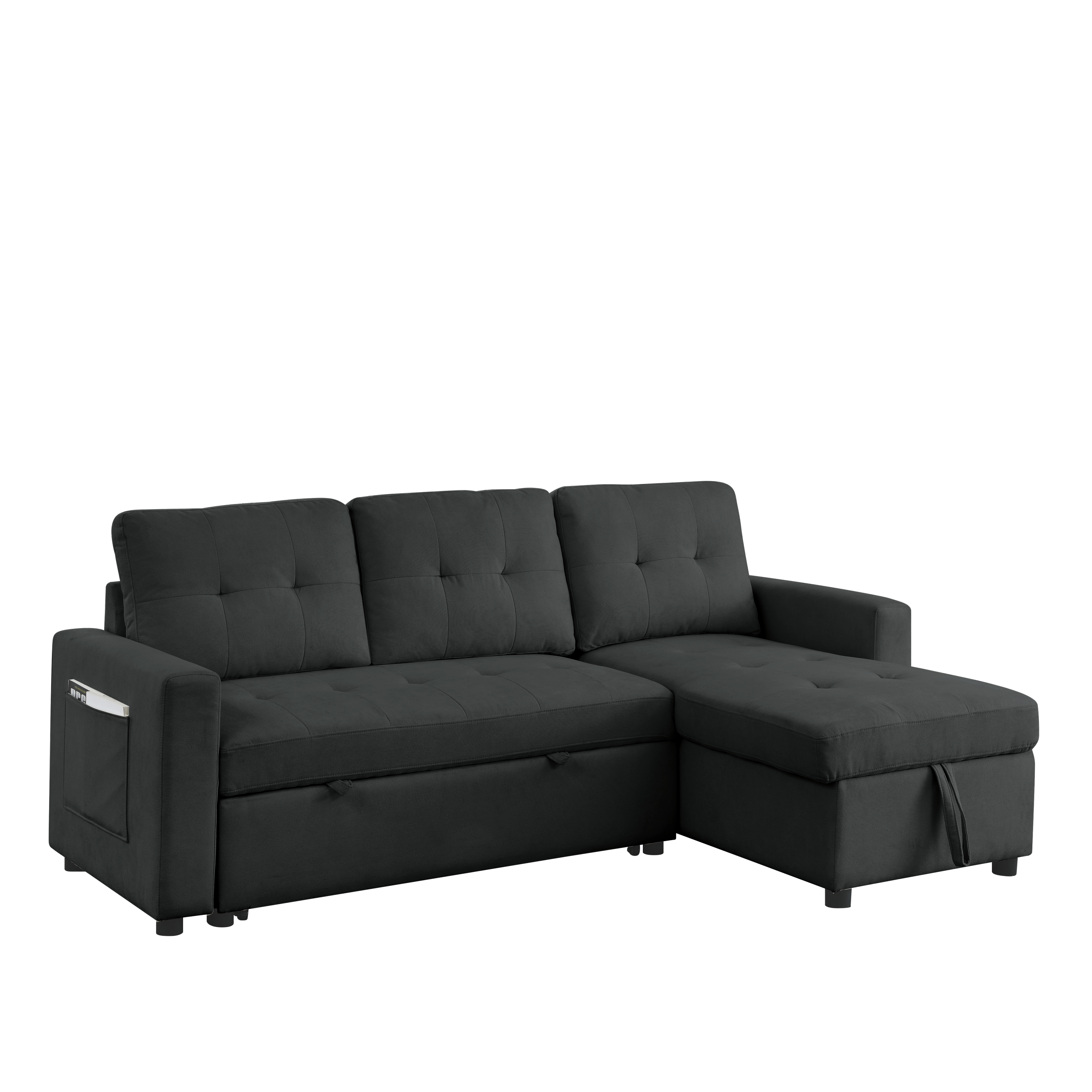 MH 78.5" Sleeper Sofa Bed Reversible Sectional Couch with Storage Chaise and Side storage bag for Small Space Living Room Furniture Set