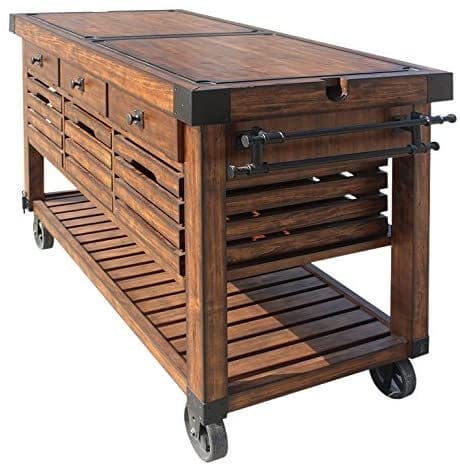 ACME Kaif Kitchen Cart, Distressed Chestnut 98184