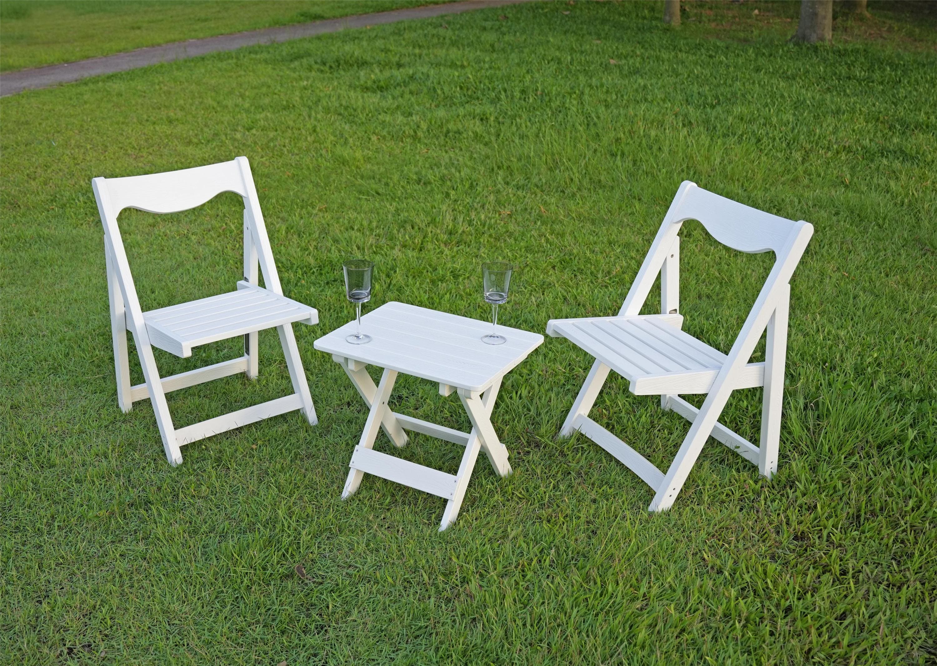 HIPS Foldable Small Table and Chair Set with 2 Chairs and Rectangular Table  White