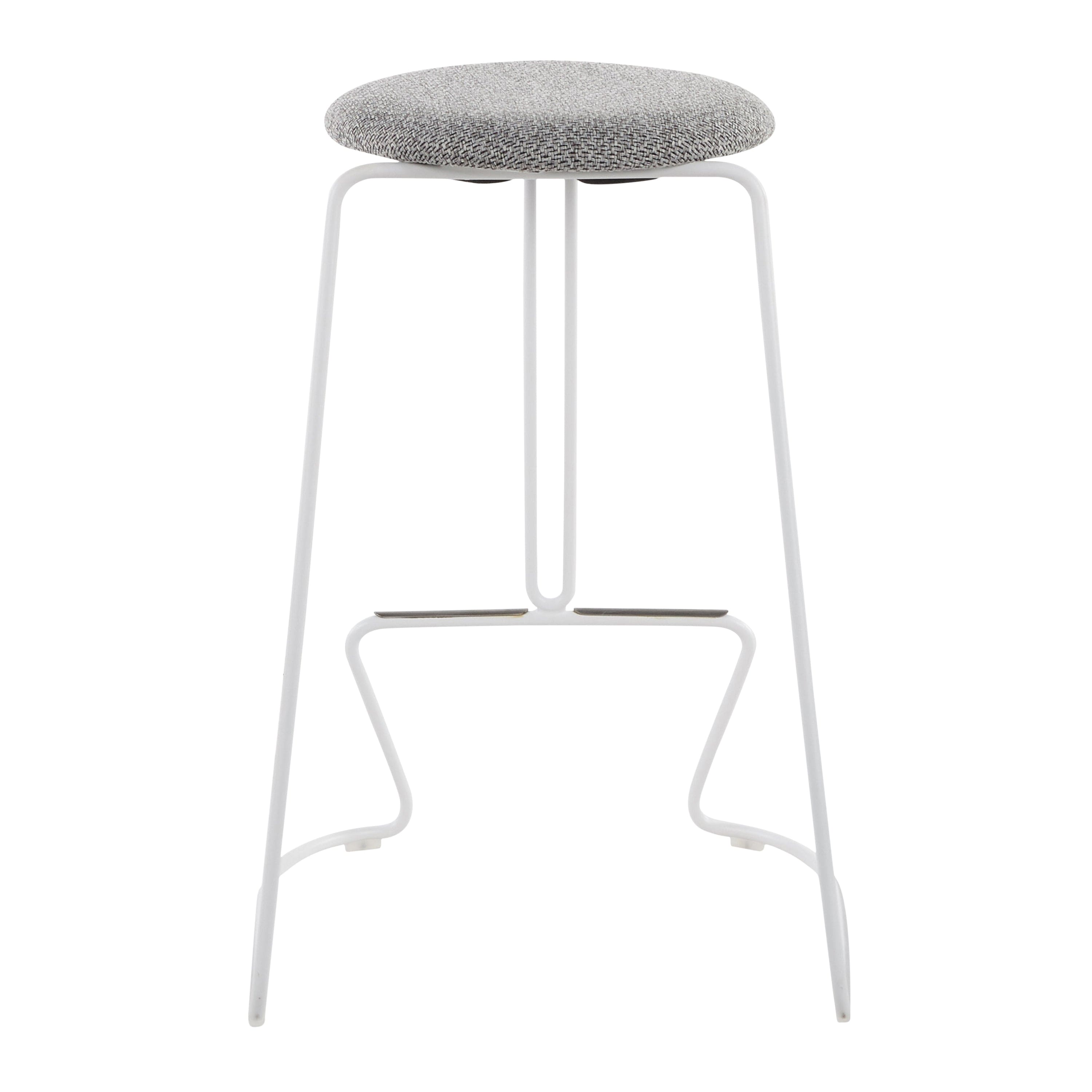 Finn Contemporary Counter Stool in White Steel and Charcoall  Fabric by LumiSource - Set of 2