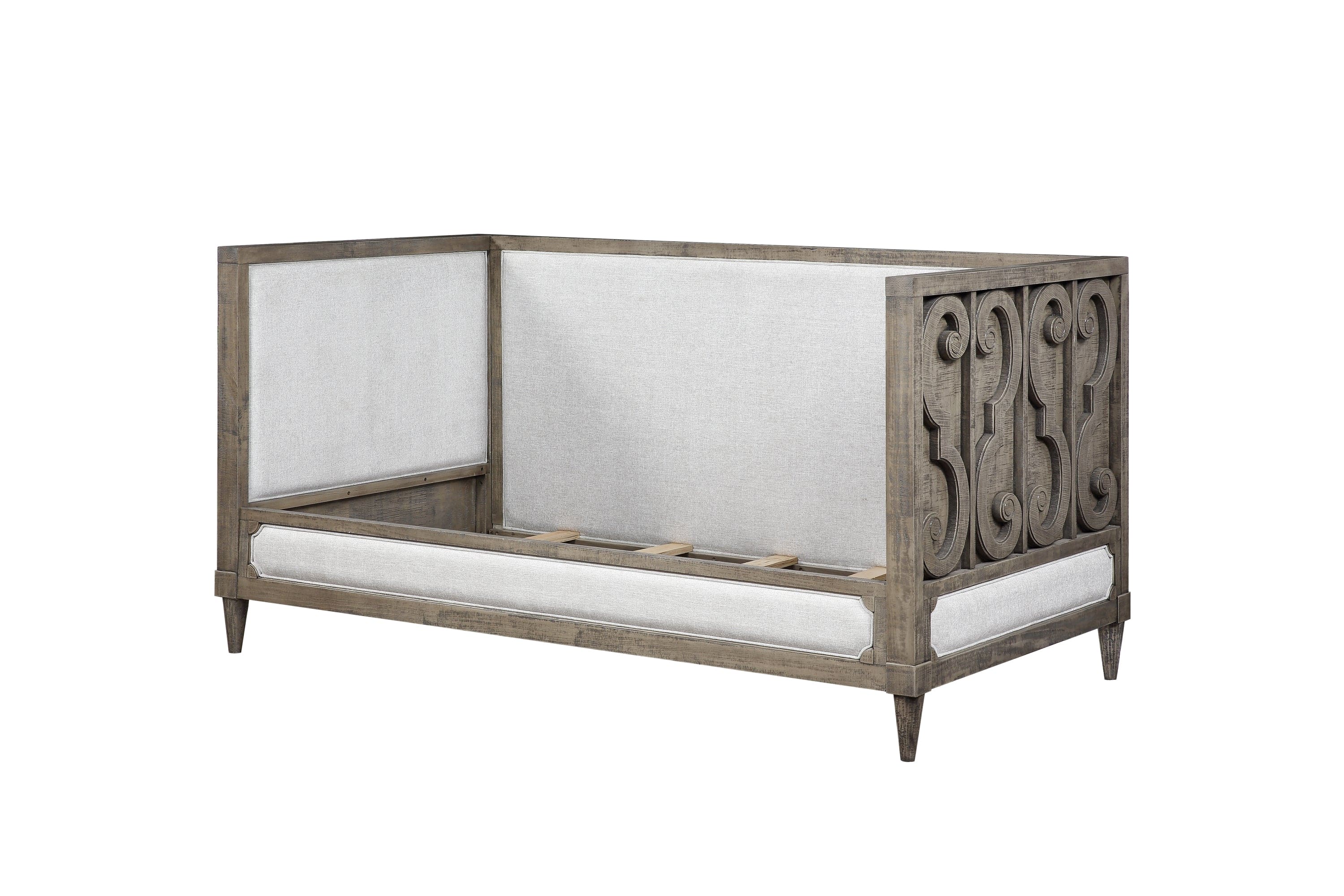 ACME Artesia Daybed, Tan Fabric & Salvaged Natural Finish 39710