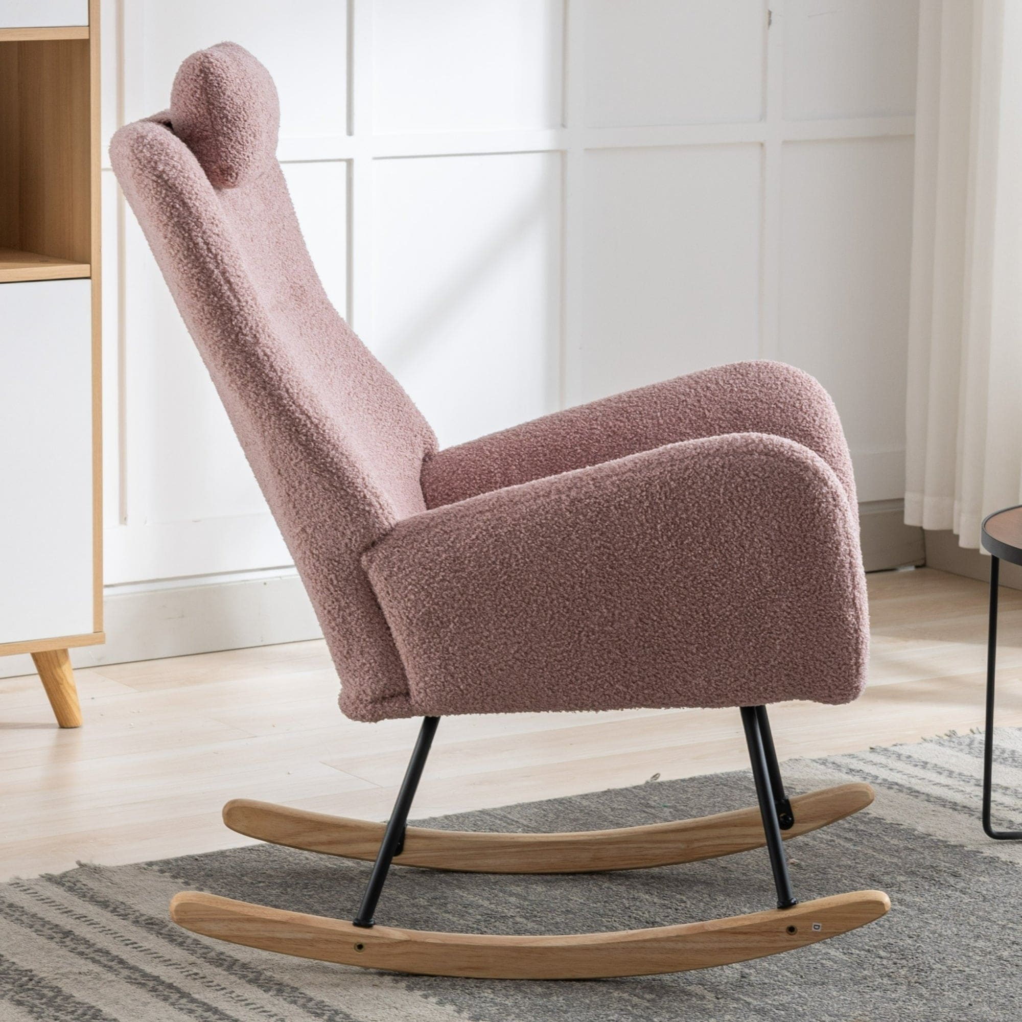 35.5 inch Rocking Chair with Pocket, (pink)