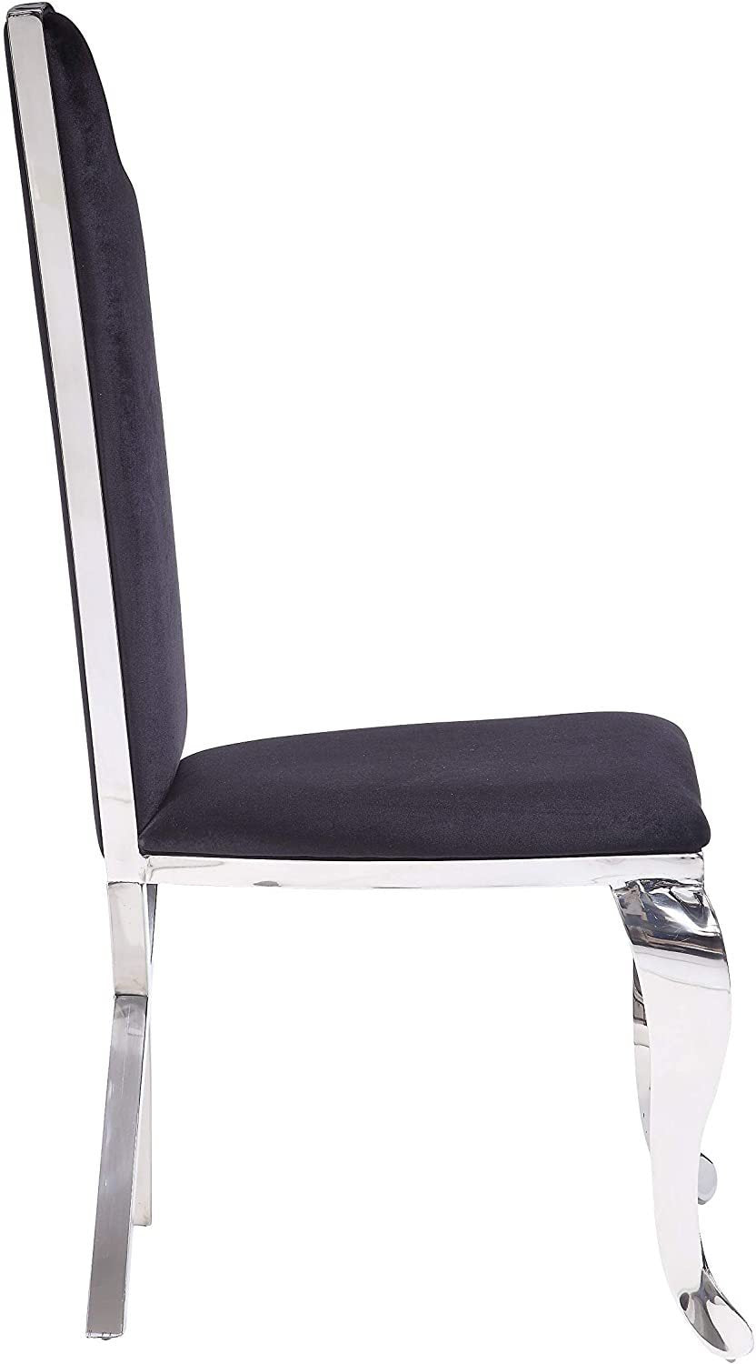 ACME Cyrene Side Chair (Set-2) in Fabric & Stainless Steel 62079