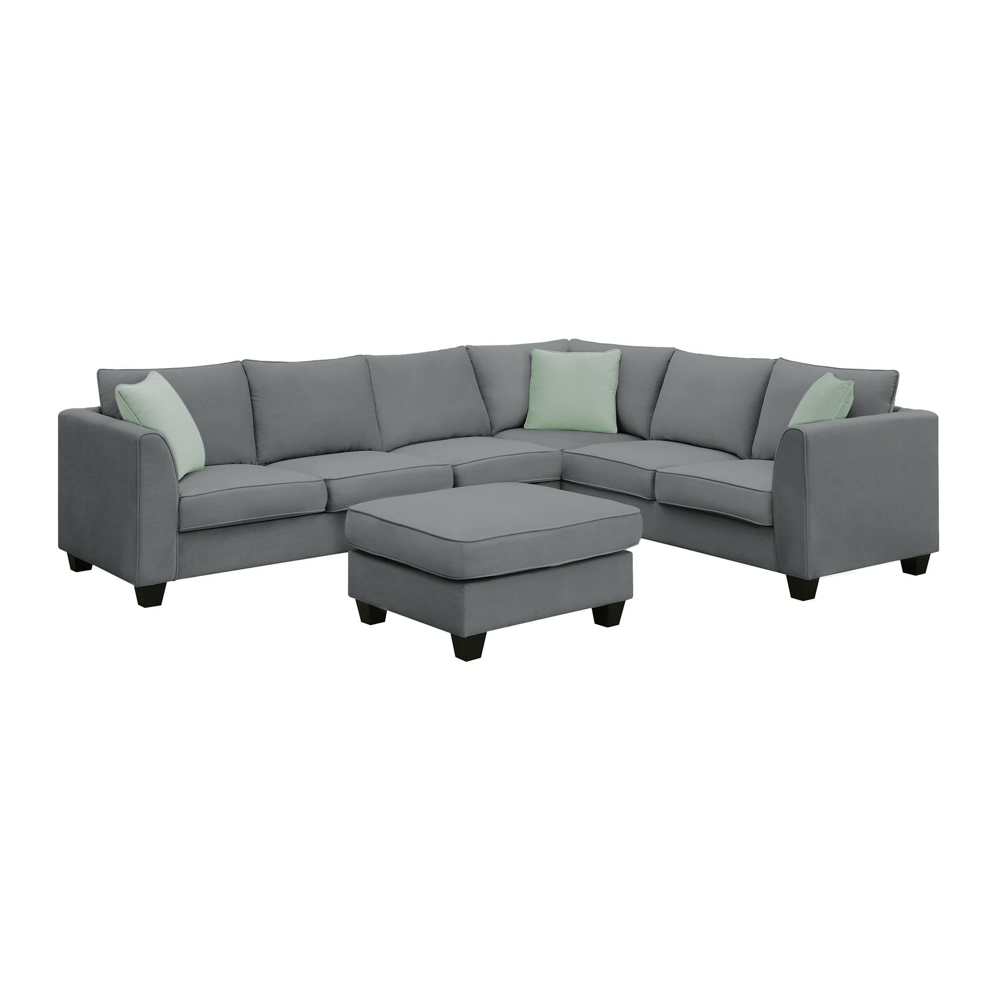 [VIDEO provided] 112*87" Sectional Sofa Couches Living Room Sets, 7 Seats Modular Sectional Sofa with Ottoman, L Shape Fabric Sofa Corner Couch Set with 3 Pillows, Grey(New of GS008210AAG)