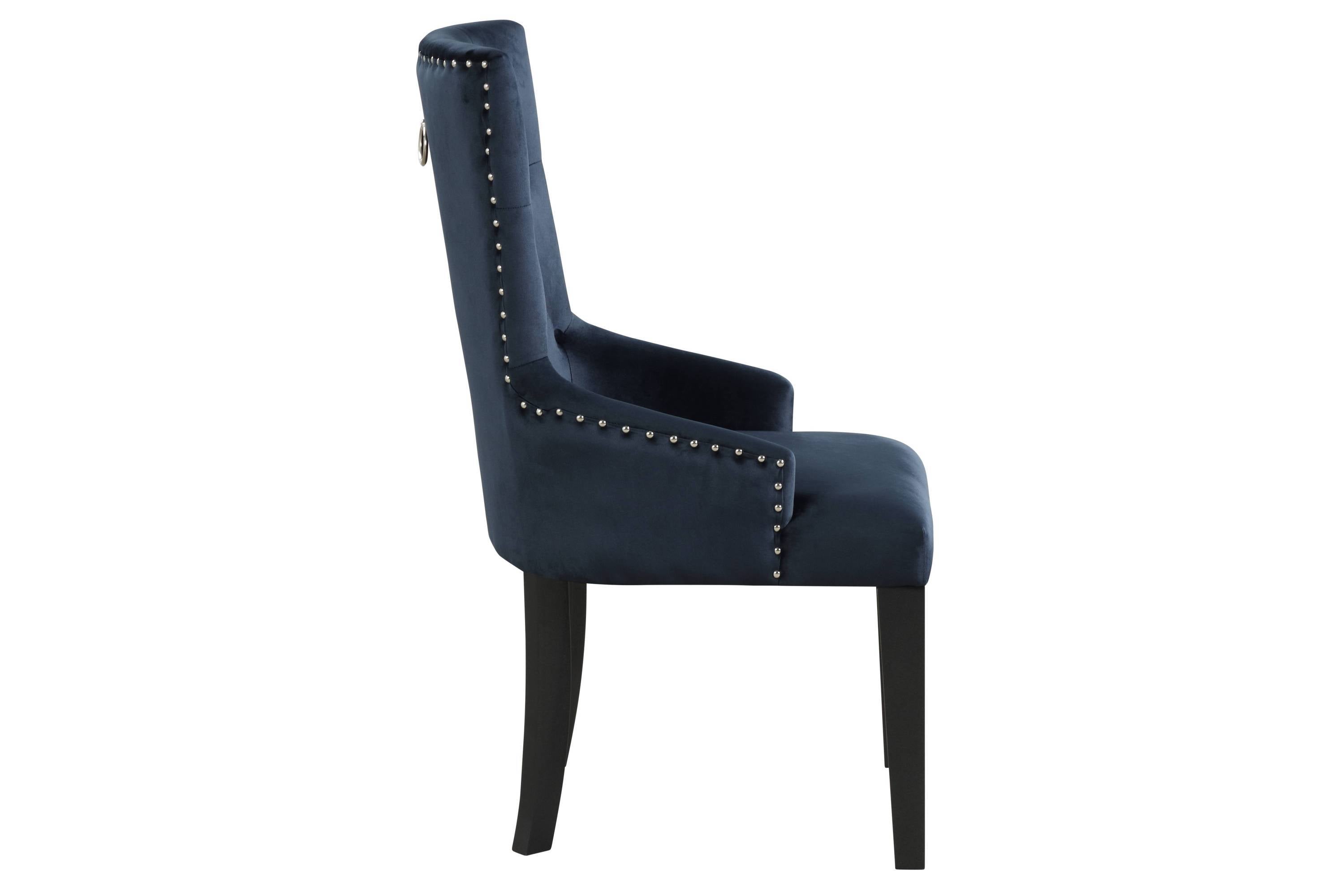 ACME Varian II Side Chair (1 Pc) in Black Velvet & BLACK & Sliver FINISH DN00592