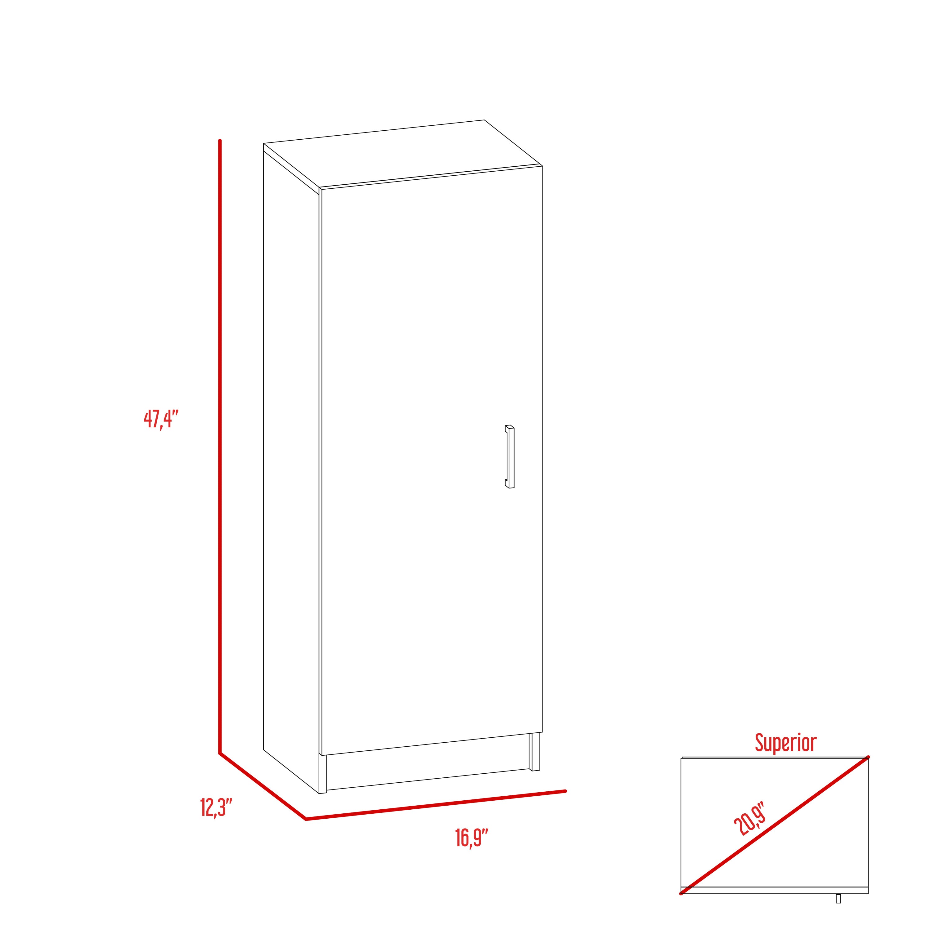 Pantry Miami, Single Door Cabinet, White Finish