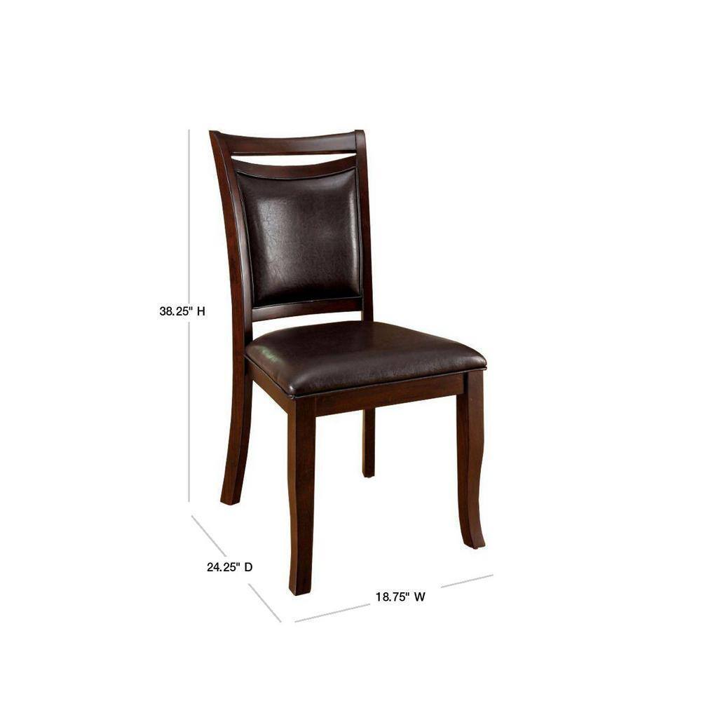 Transitional Dining Room Side Chairs Set of 2 Chairs only Dark Cherry / Espresso Padded Leatherette Seat