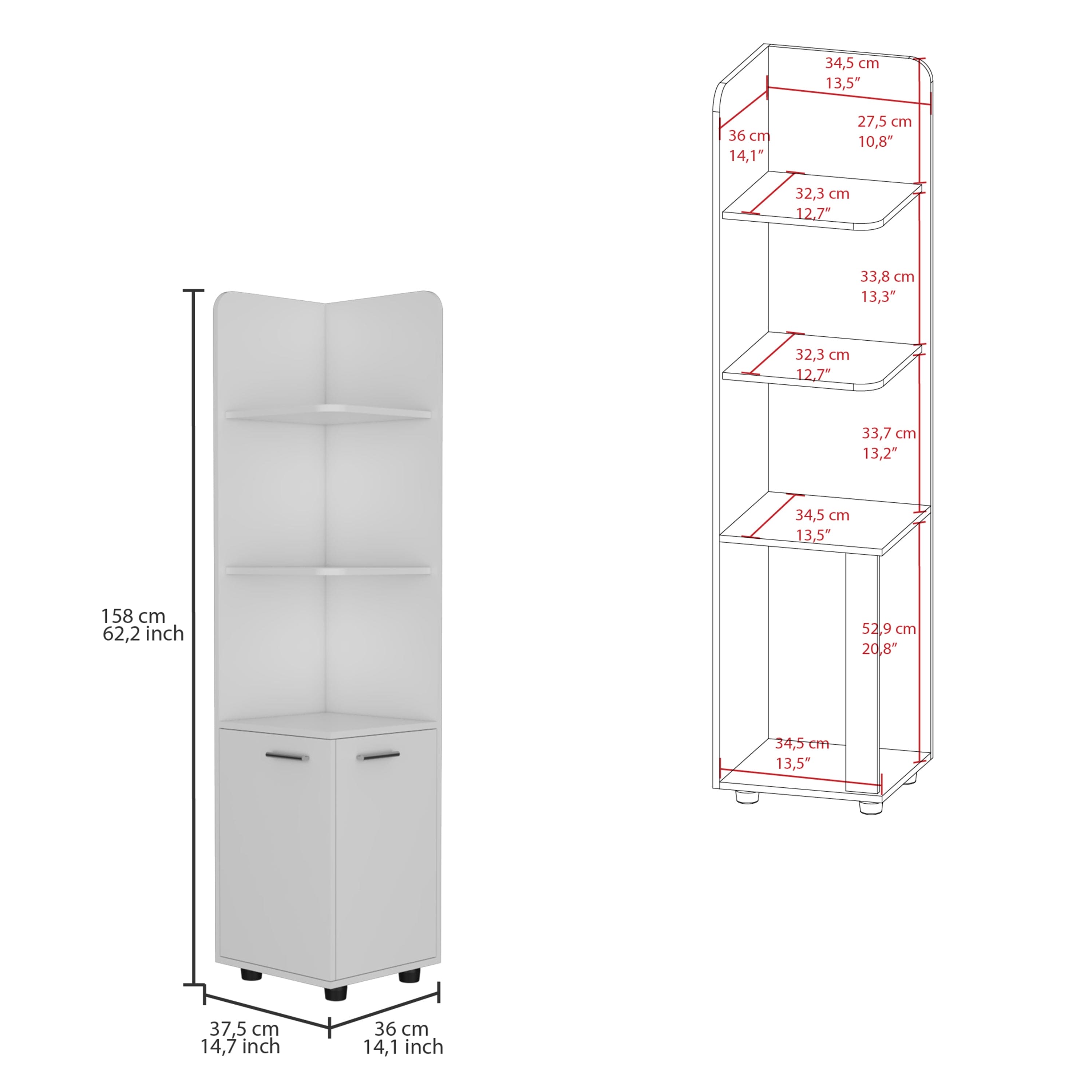 Freestanding cabinet Kairatu, One Drawer, White Finish