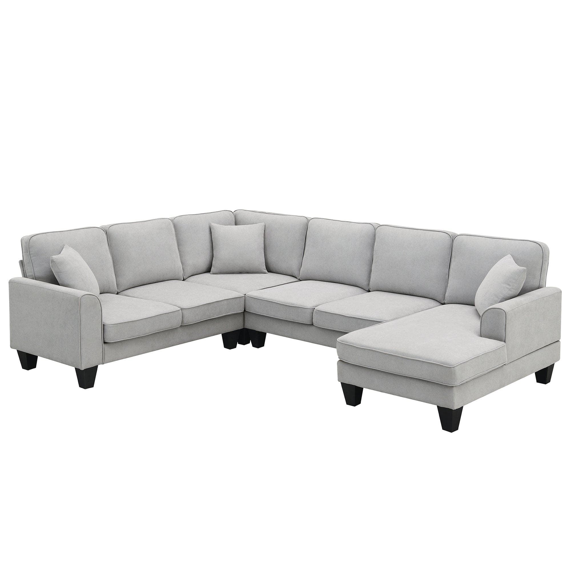 [VIDEO provided] [New] 108*85.5" Modern U Shape Sectional Sofa, 7 Seat Fabric Sectional Sofa Set with 3 Pillows Included for Living Room, Apartment, Office,3 Colors