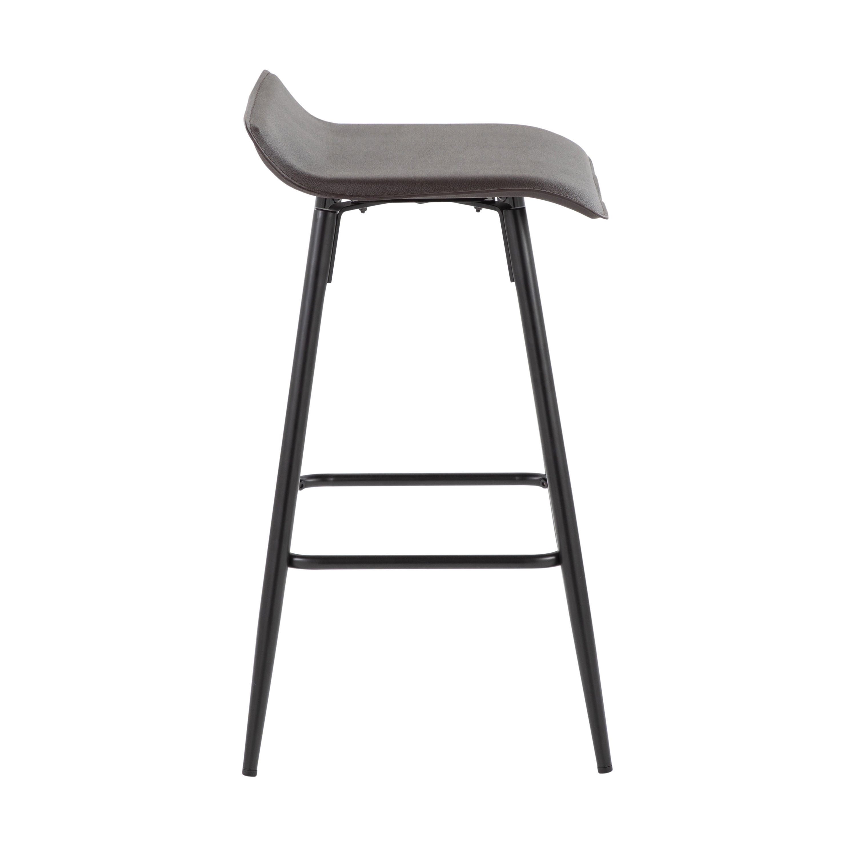 Ale 26" Contemporary Fixed Height Counter Stool in Black Steel and Espresso Faux Leather by LumiSource - Set of 2