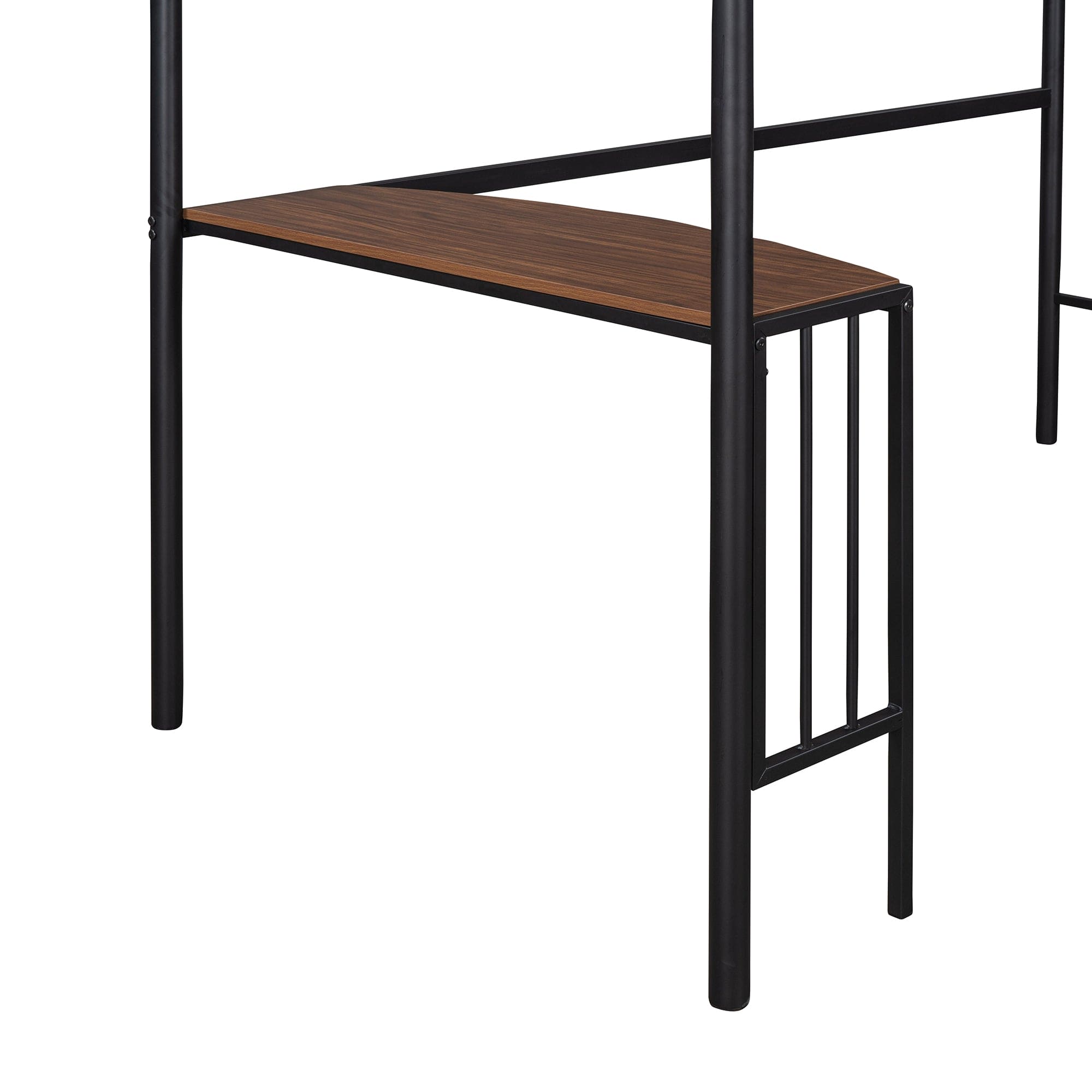 Twin Metal Bunk Bed with Desk, Ladder and Guardrails, Loft Bed for Bedroom, Black(OLD SKU : MF195191AAB)