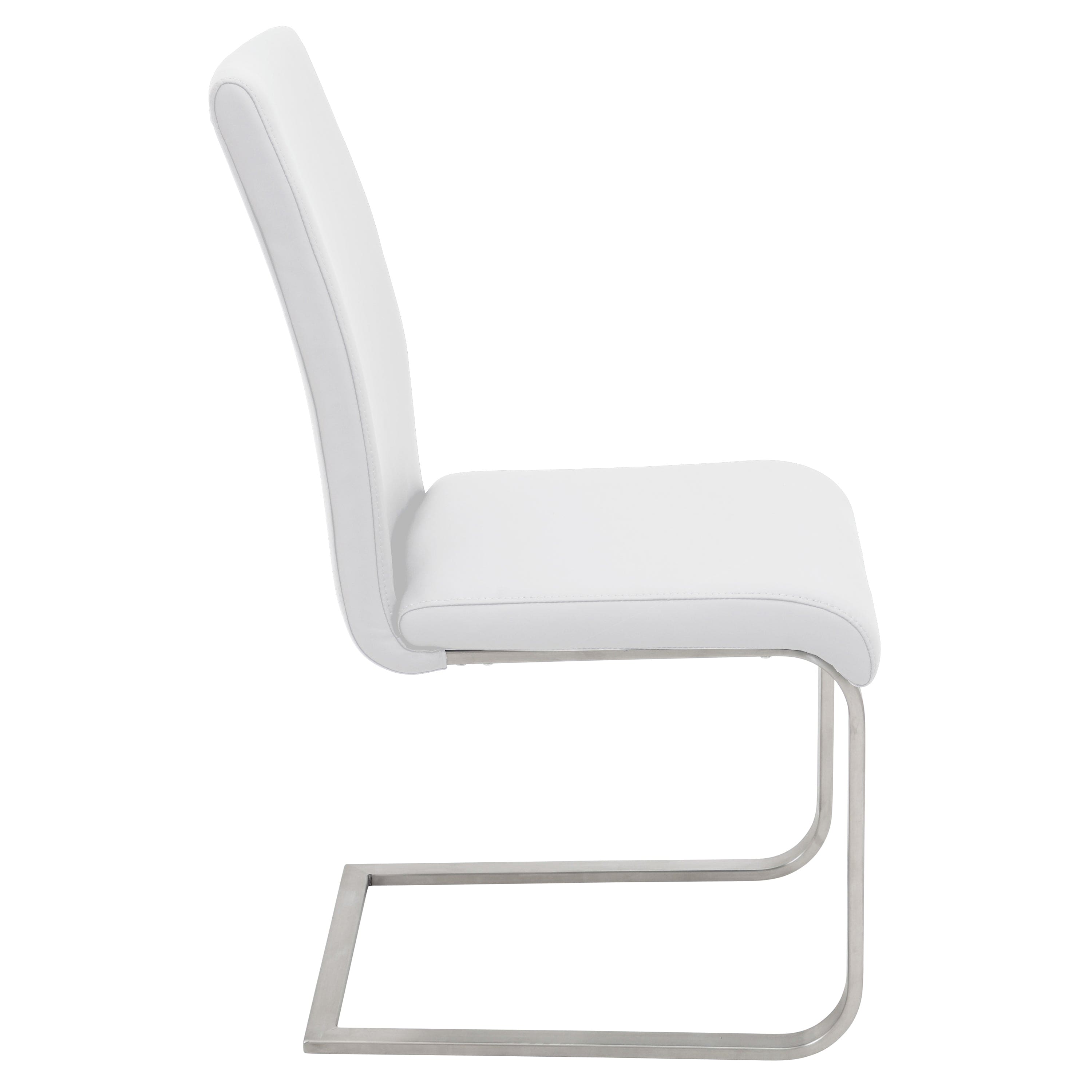 Foster Contemporary Dining Chair in Stainless Steel and White Faux Leather by LumiSource - Set of 2