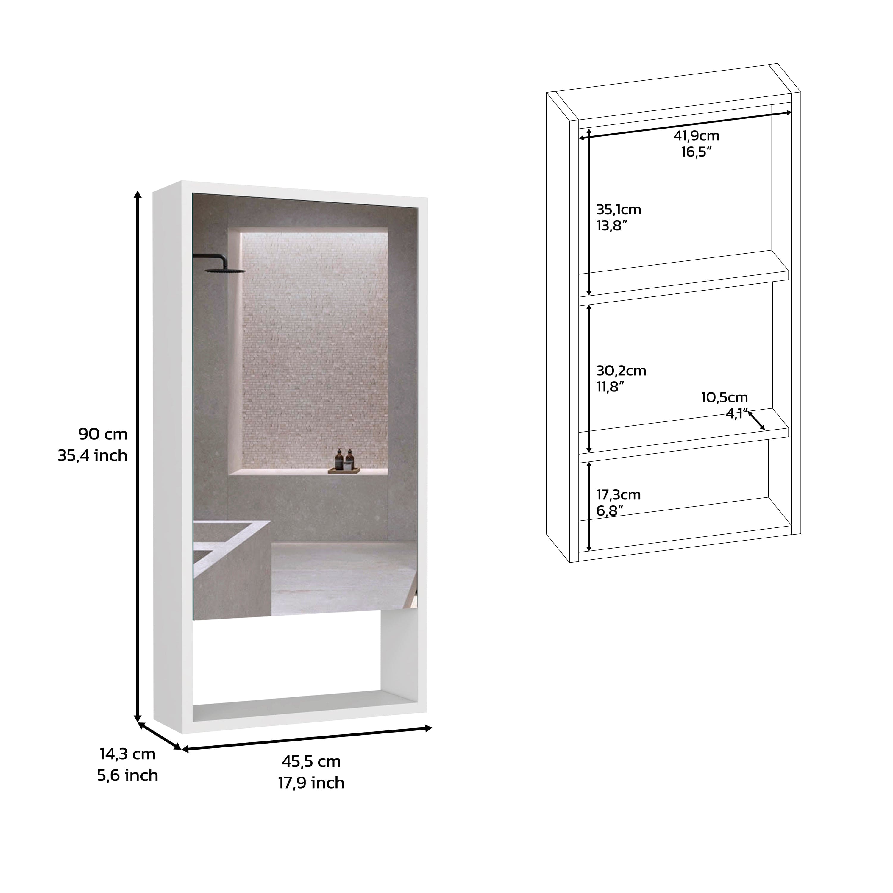 Medicine Cabinet Irvine, One External Shelf, White Finish