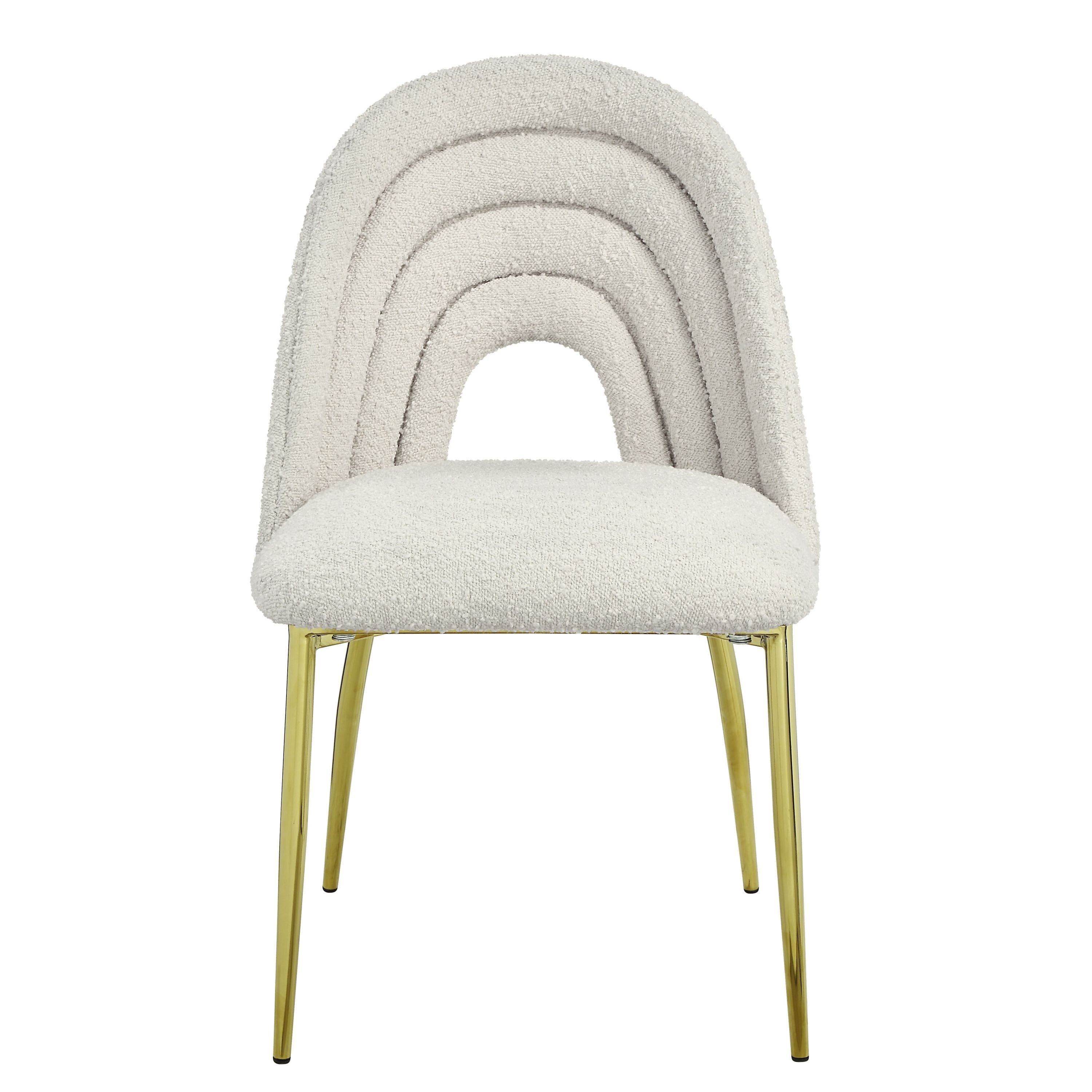 ACME Fadri Side Chair (Set-2), Teddy Sherpa & Mirrored Gold Finish DN01953