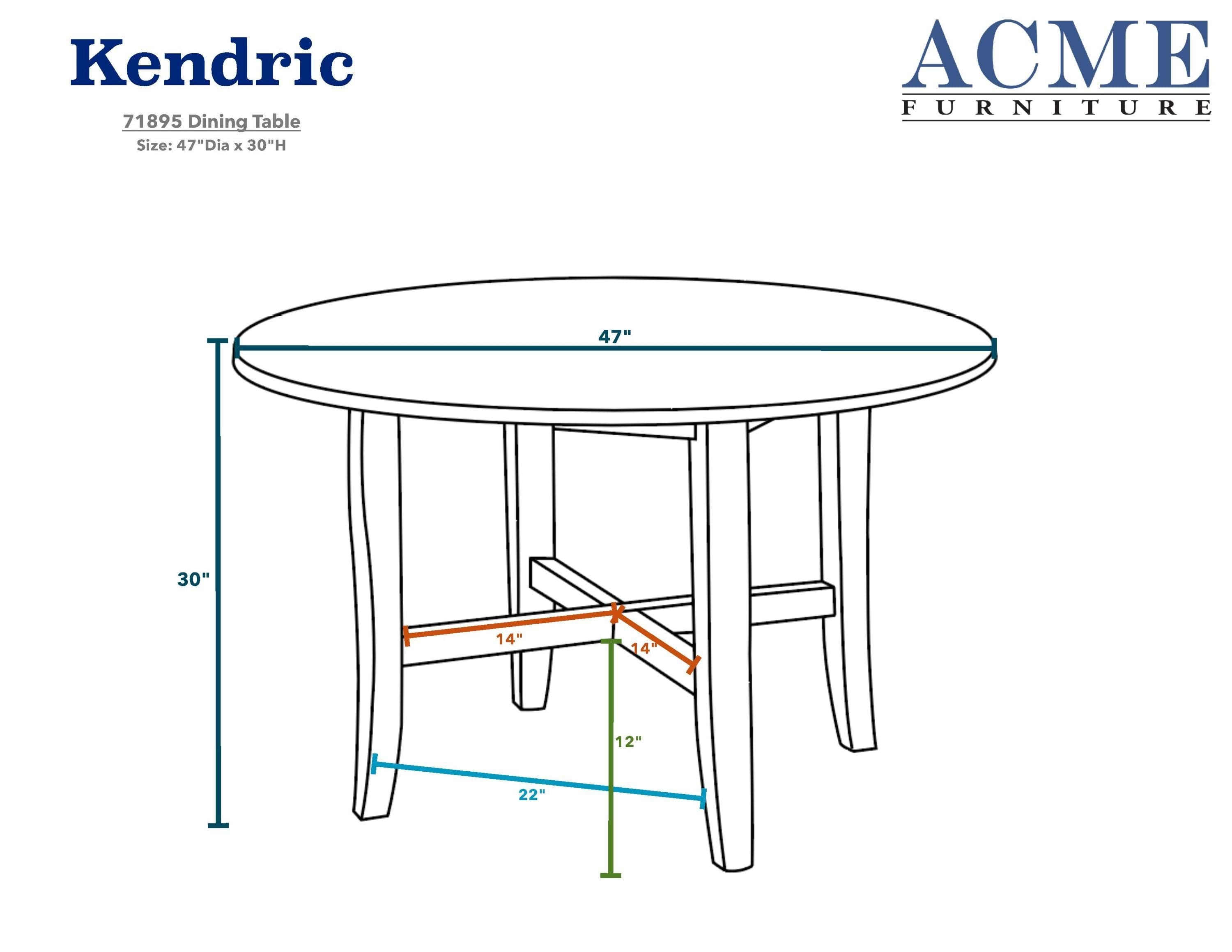 ACME Kendric Dining Table, Rustic Gray 71895