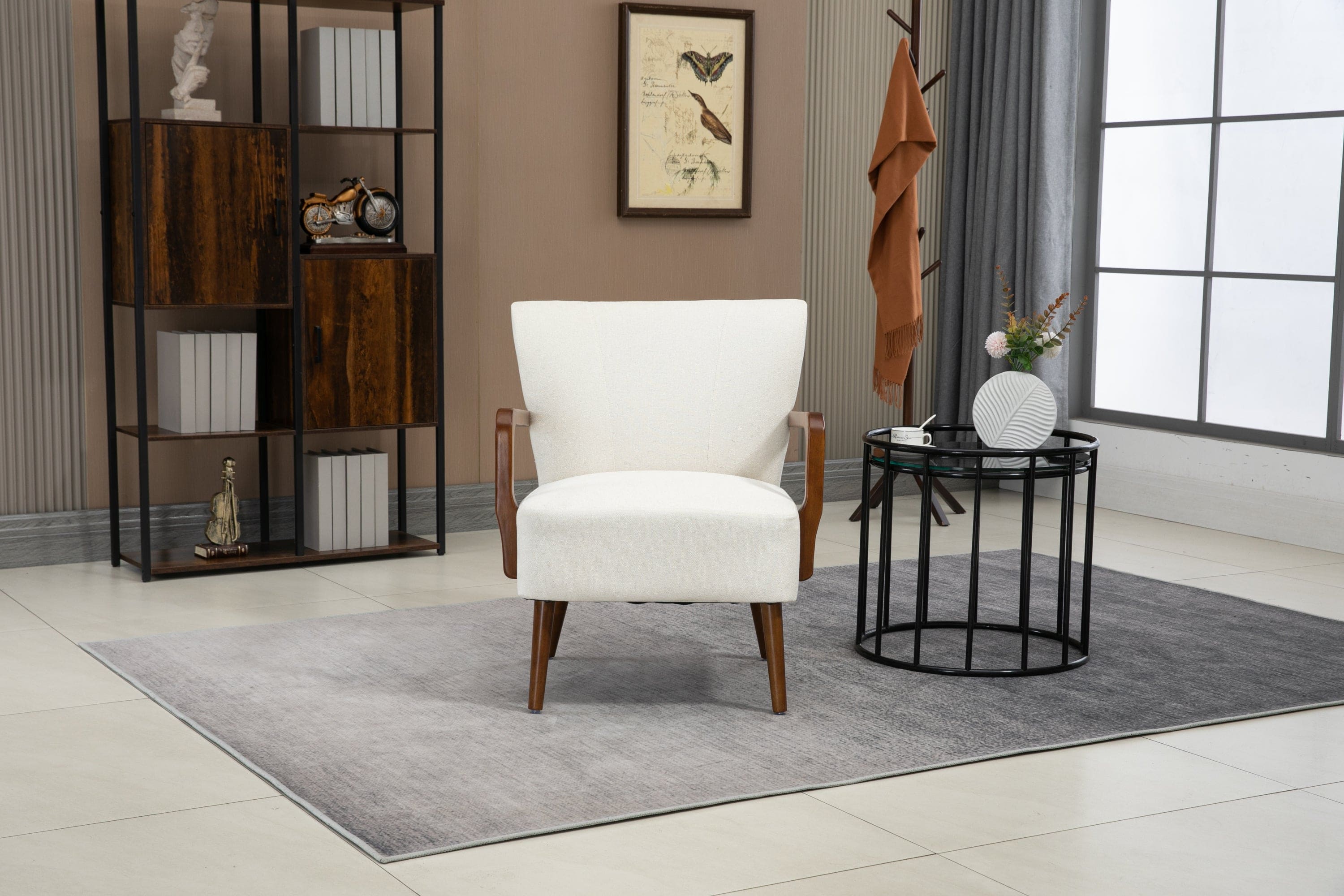 COOLMORE Wood Frame Armchair,  Modern Accent Chair Lounge Chair for Living Room