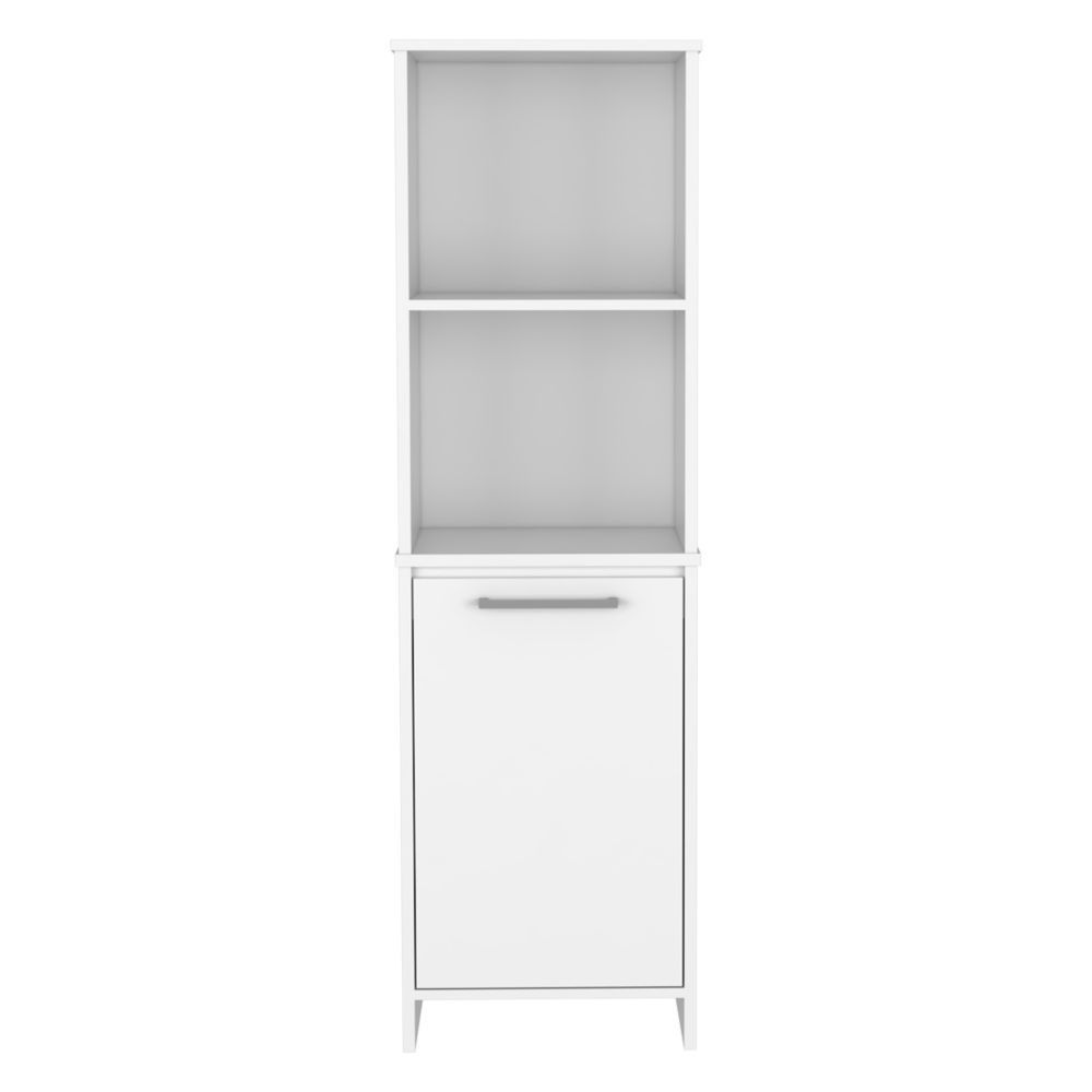 DEPOT E-SHOP Romulo Kitchen Pantry, Two External Shelves, Single Door Cabinet, Two Interior Shelves, White