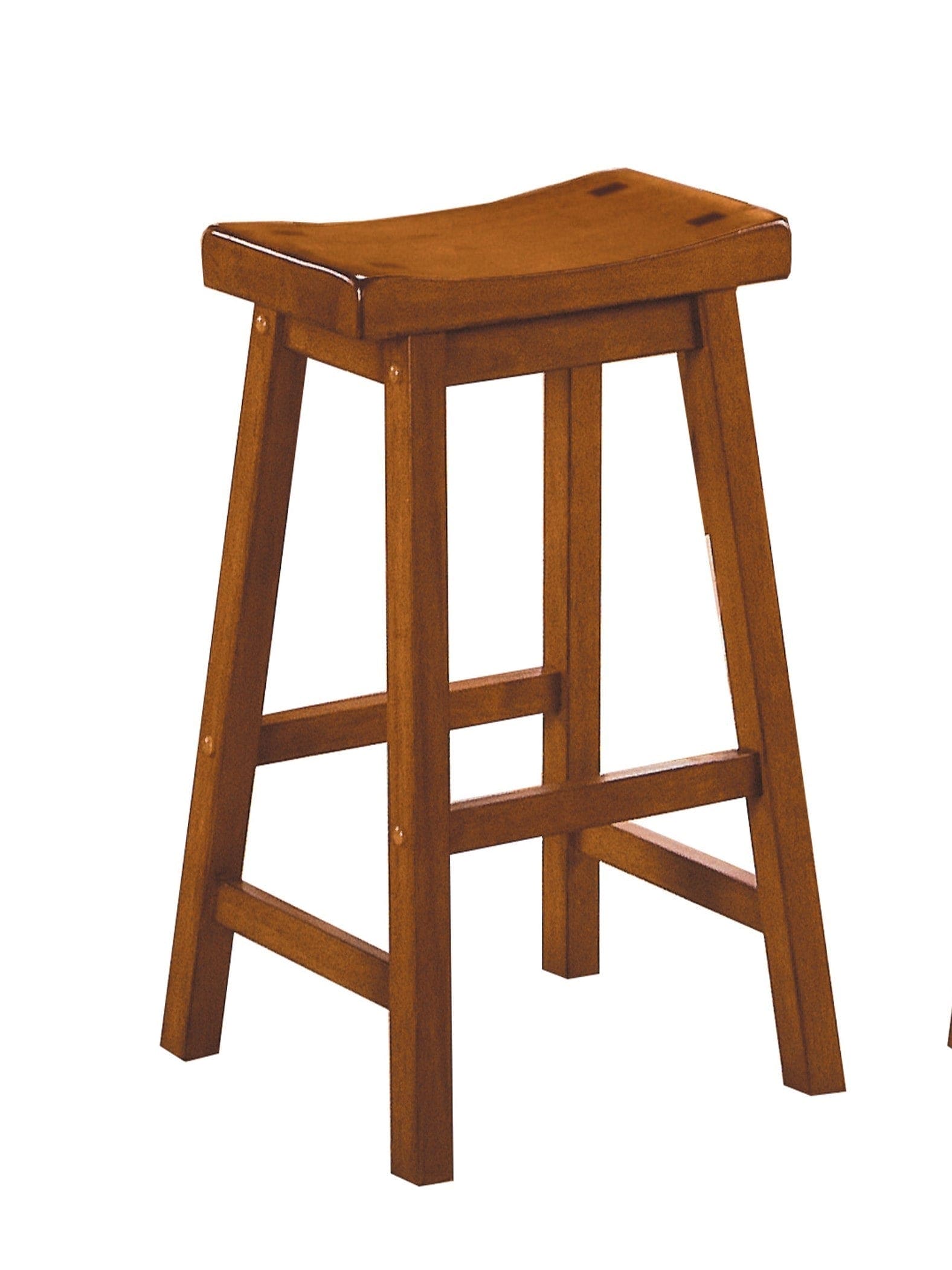 Casual Dining 29-inch Bar Height Stools 2pc Set Saddle Seat Solid Wood Oak Finish Home Furniture